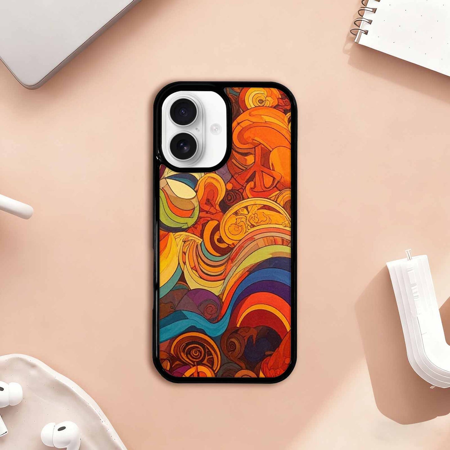 iPhone 17 Case — Small Groovy Peace Sign Original Art, Custom Made Phone Cover
