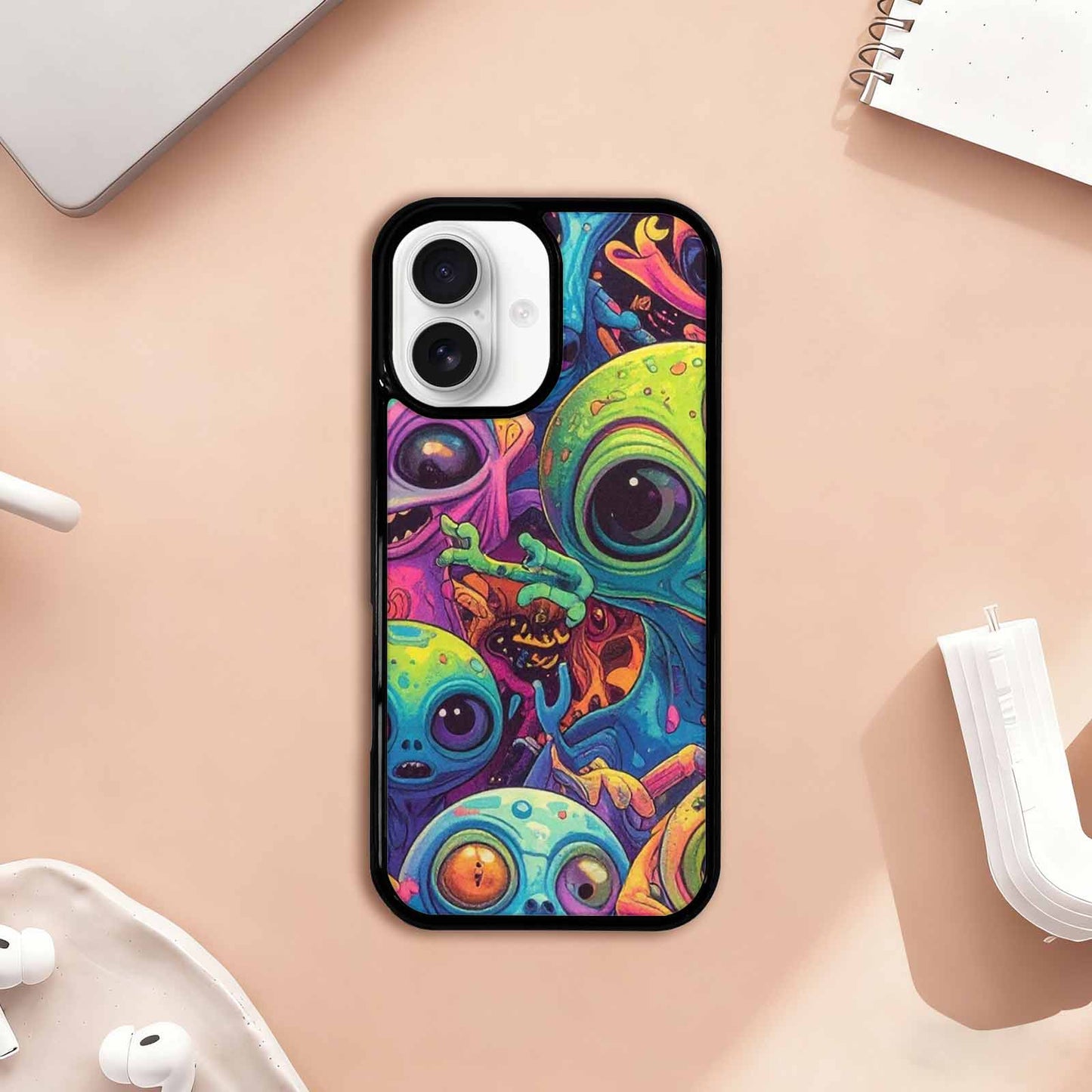 iPhone 17 Case — Seamless Tileable Pattern Of Alien Scifi, Custom Art Phone Cover