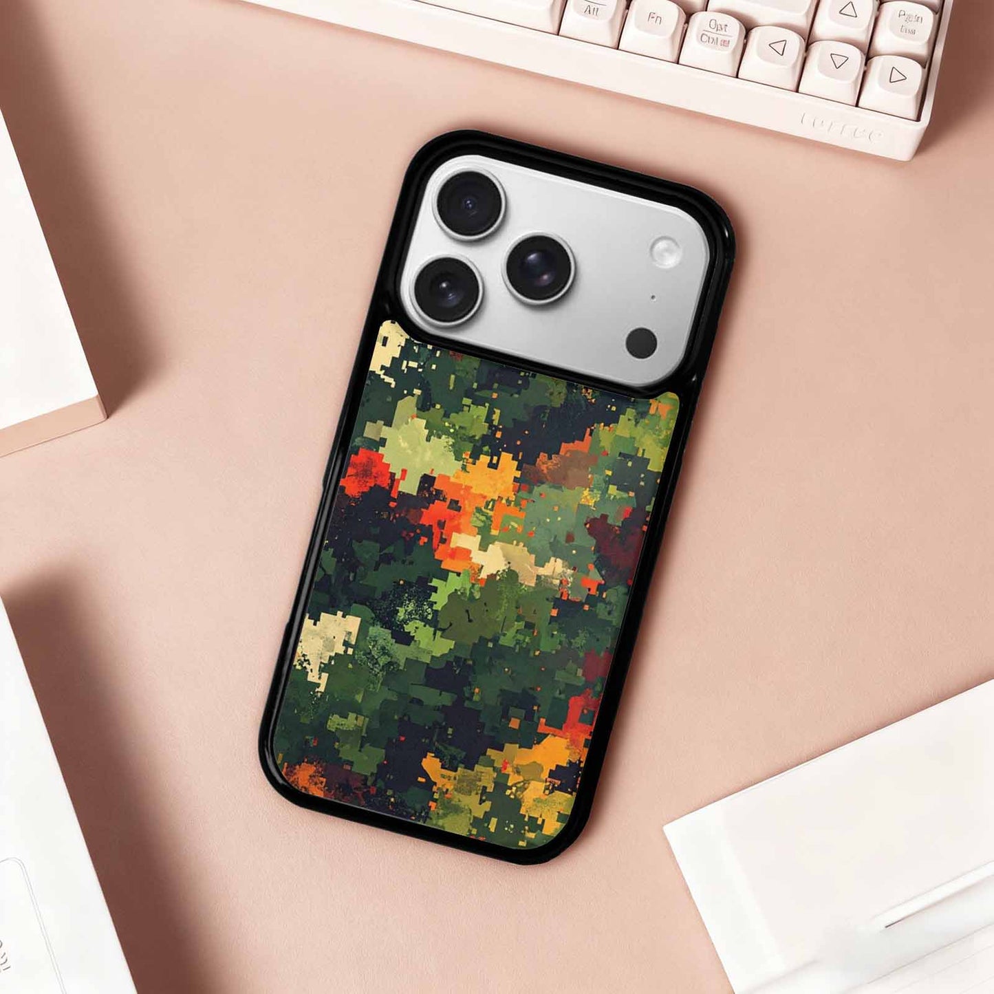 iPhone 17 Pro Case — Small Military Camouflage Blotch Pattern Camo, Custom Printed Phone Case