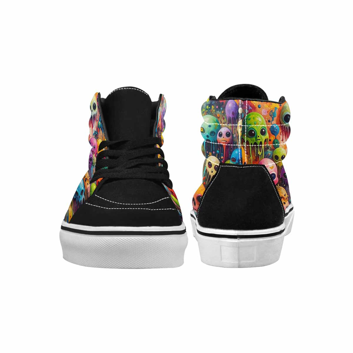 MEN'S Aliens Camo Melting High Top Canvas Melting Art Sneakers