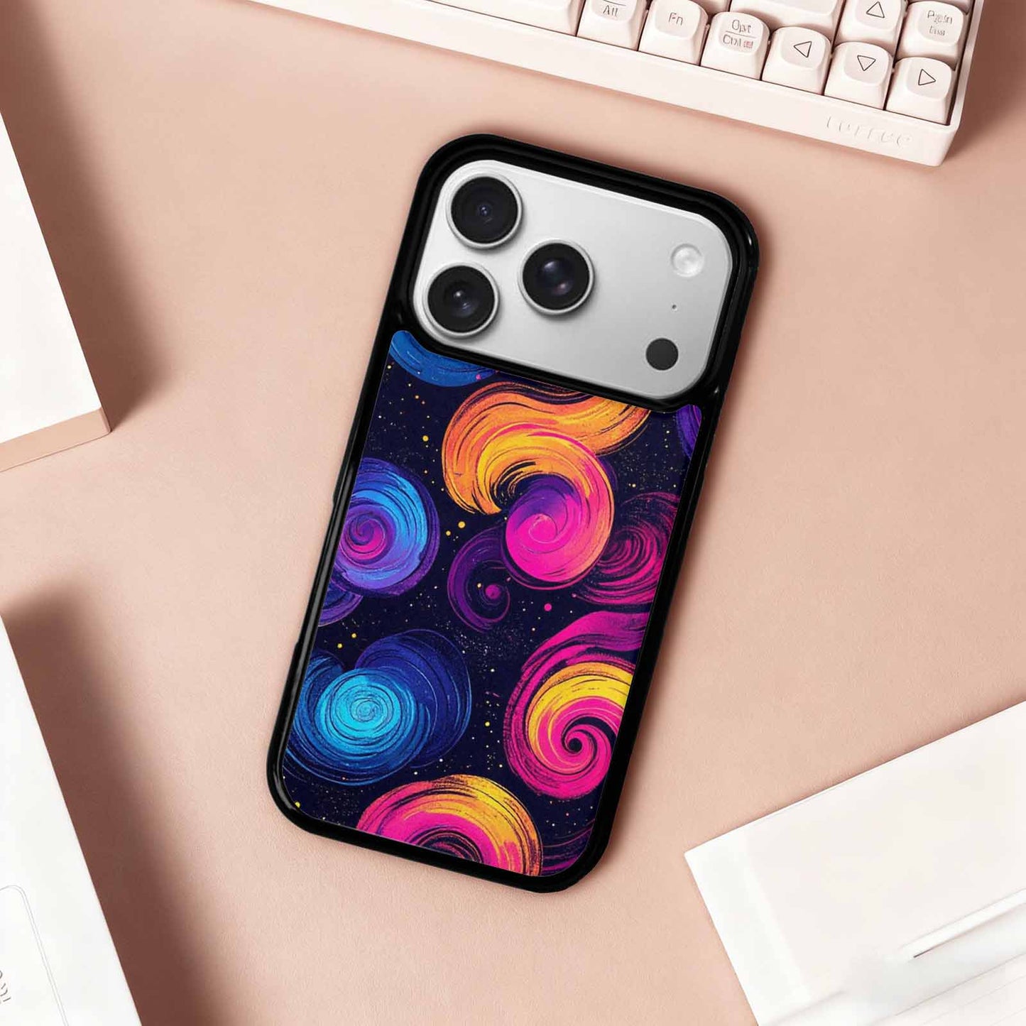 iPhone 17 Pro Case — Rose Galaxy Art Seamless Pattern Galaxy, Custom Art Phone Cover