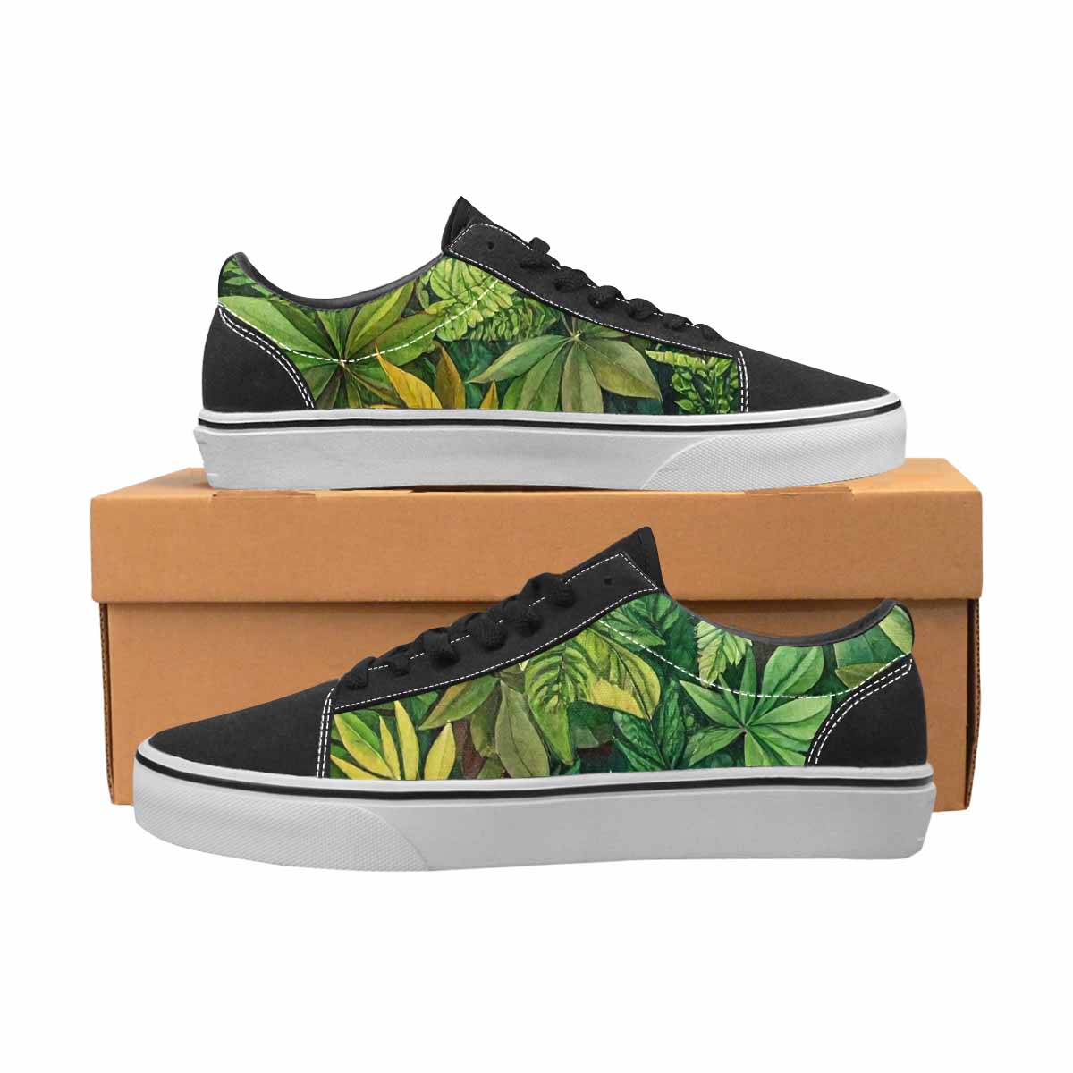 WOMEN'S Seven-Point Palmate Leaf Canvas Lace-Up Aesthetic Custom Shoes