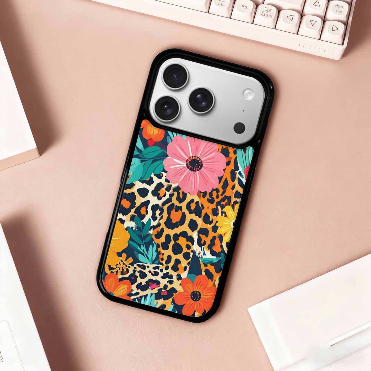 iPhone 17 Pro Case — Leopard Print Floral Seamless Pattern Animal, Personalized Phone Case