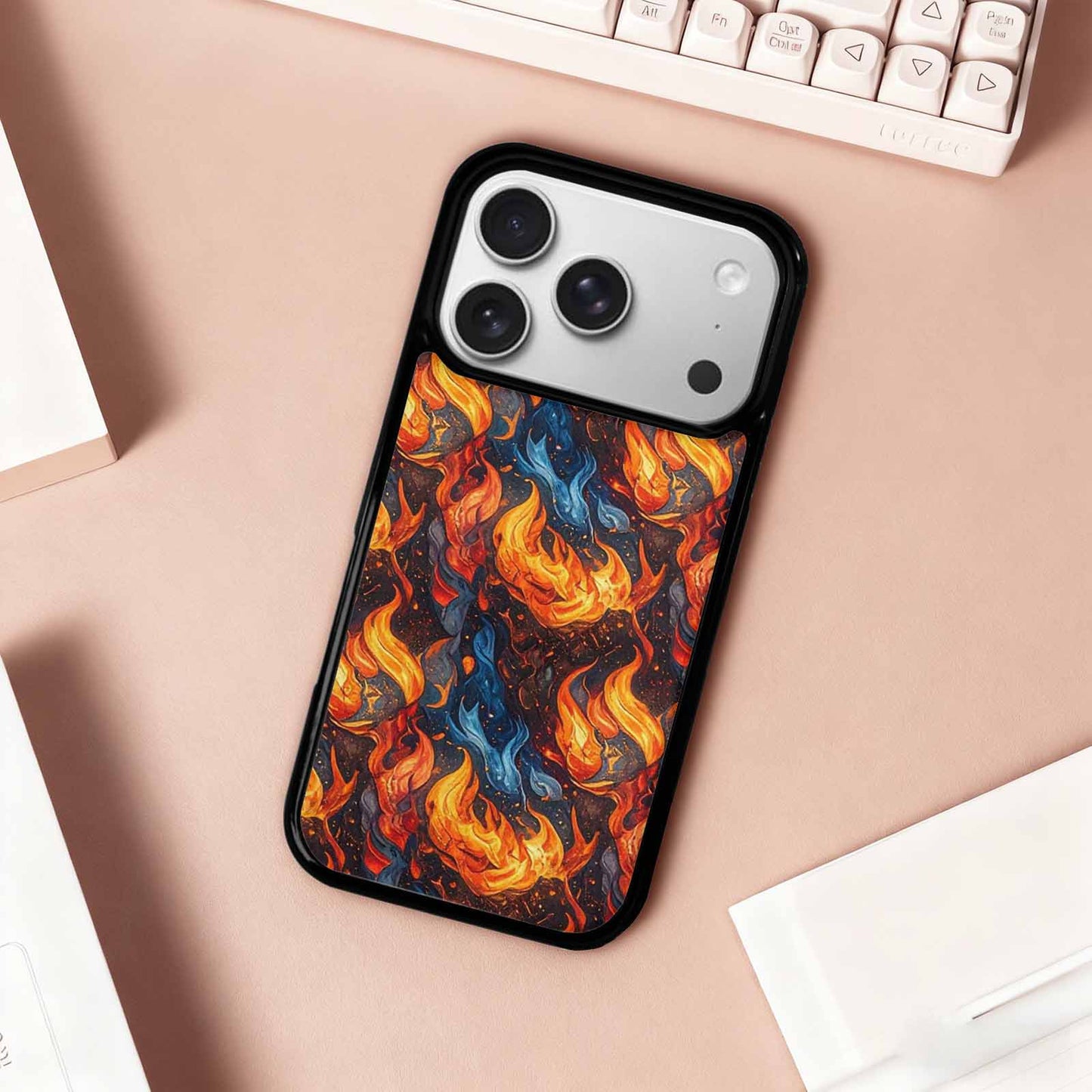 iPhone 17 Pro Case — Small Fire Flame Pattern Randomly Original, Personalized Phone Case