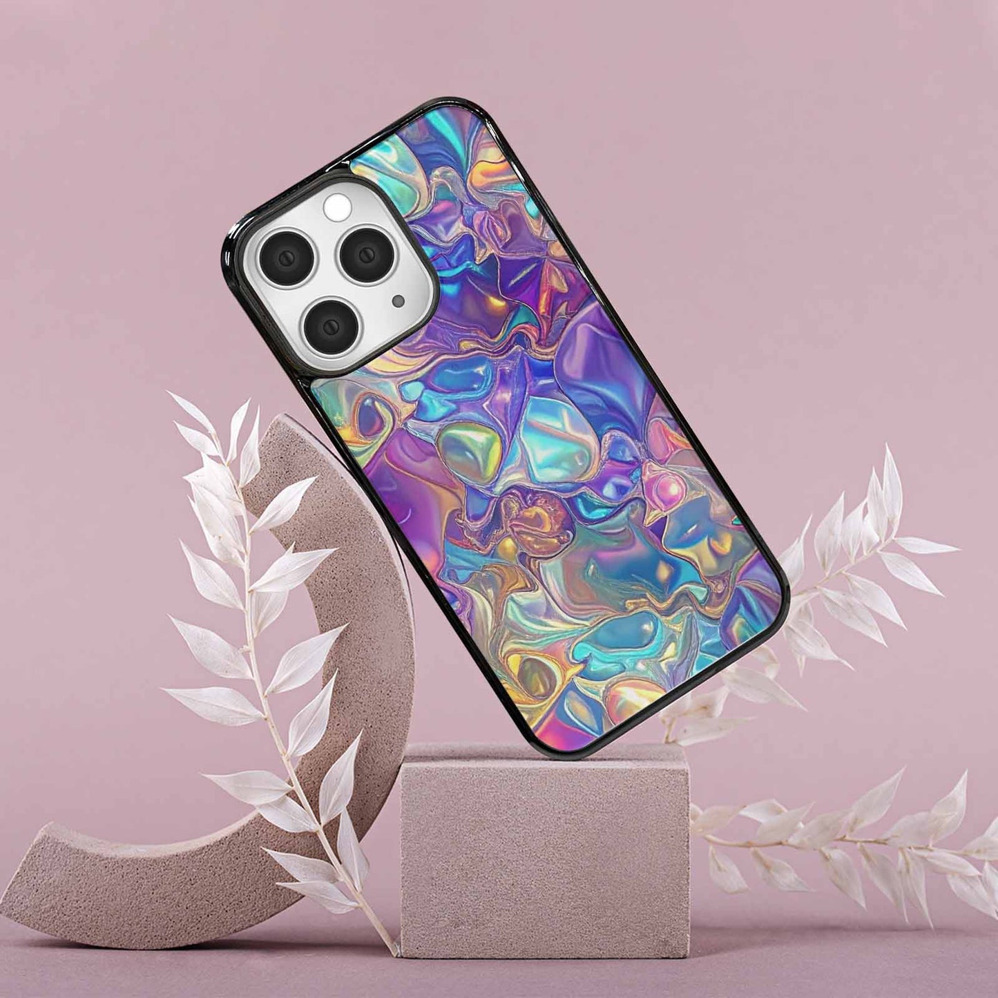 iPhone 15 Pro Max Case — Holographic Iridescent Shimmer Pattern Hundreds Of, Custom Made Phone Cover