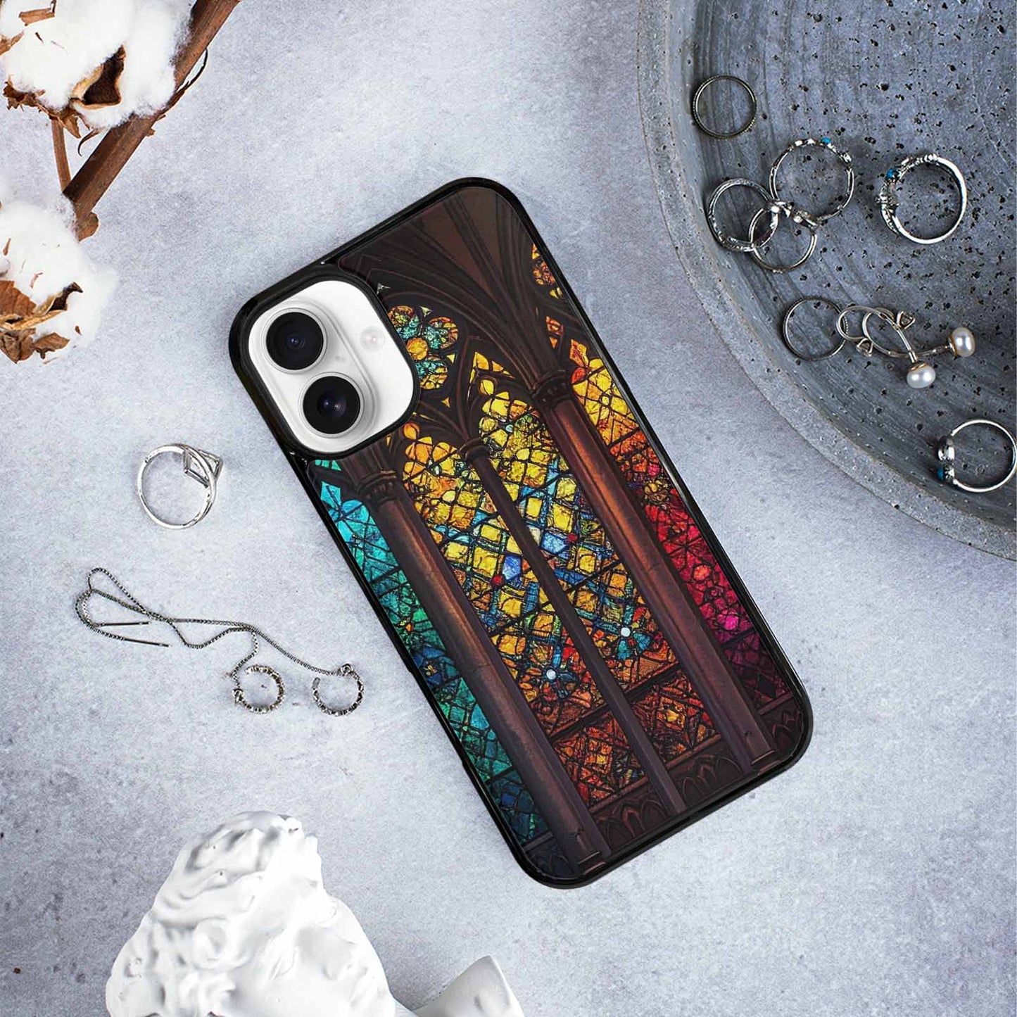 iPhone 16 Plus Case — Stained Glass Cathedral, Custom Designed Case Cover