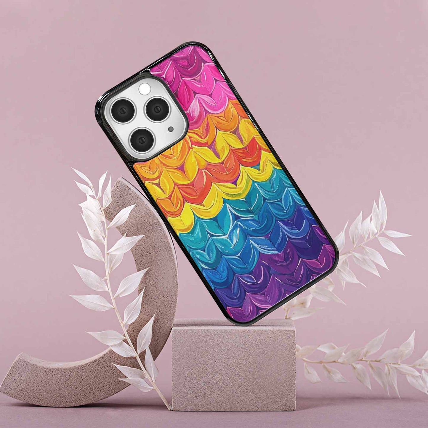 iPhone 15 Pro Max Case — Pansexual Flag Color Theme Small Rainbow, Custom Made Phone Cover