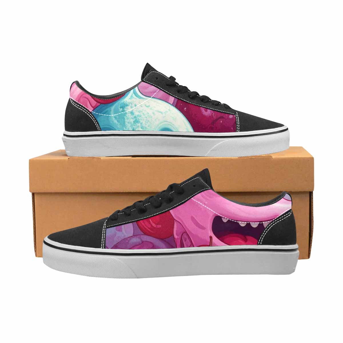 WOMEN'S Melting Icecream Monster Cherry Canvas Lace-Up Aesthetic Custom Shoes