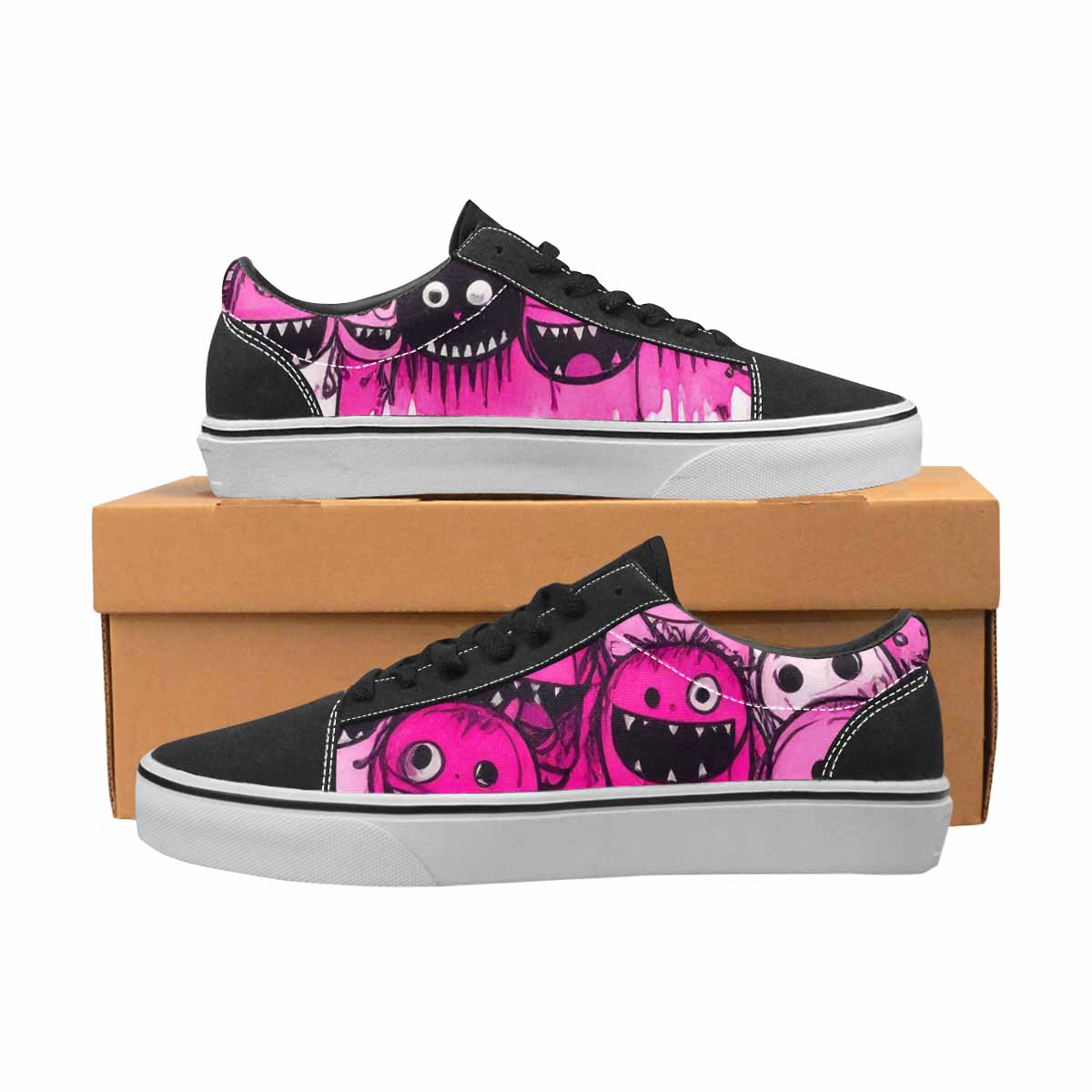 WOMEN'S Monsters (general) Lace-Up Canvas Kaleidoscope Custom Sneakers