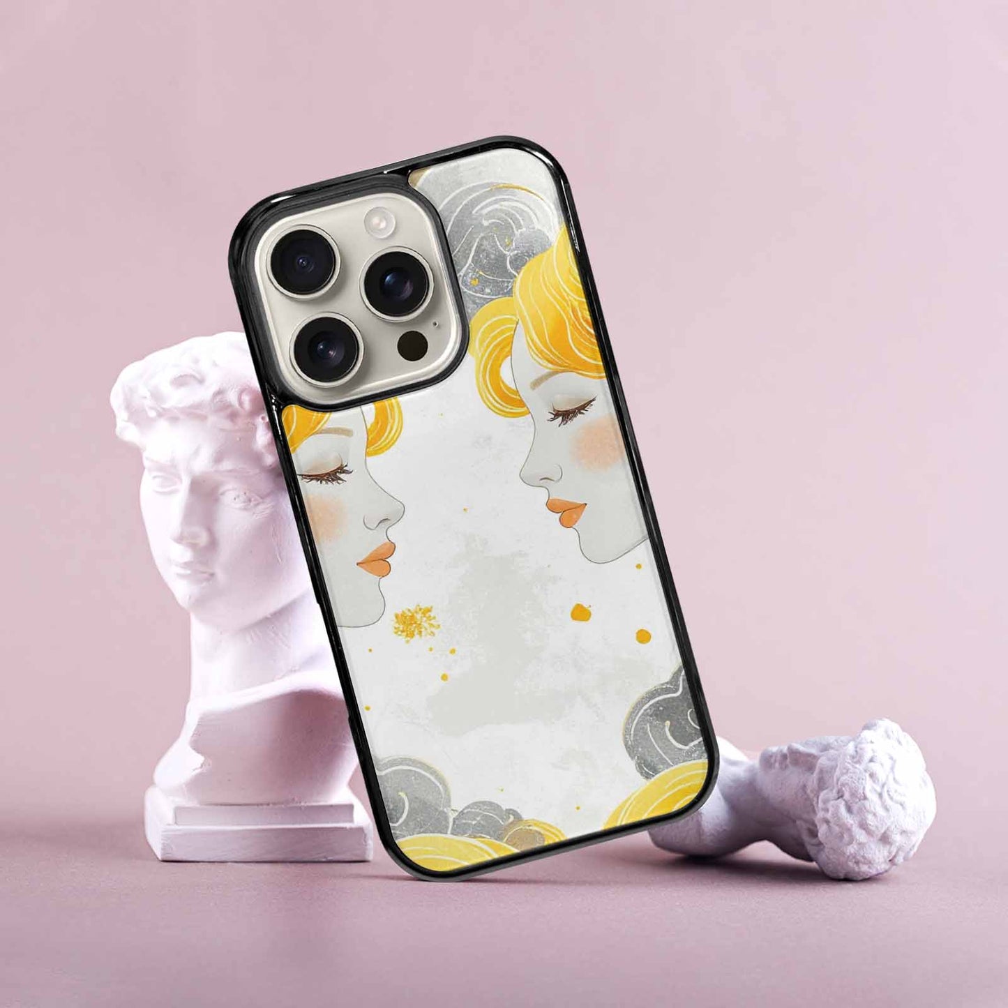 iPhone 16 Pro Case — Gemini Twins Zodiac Pattern Seamless Repeat, Unique Phone Case Design