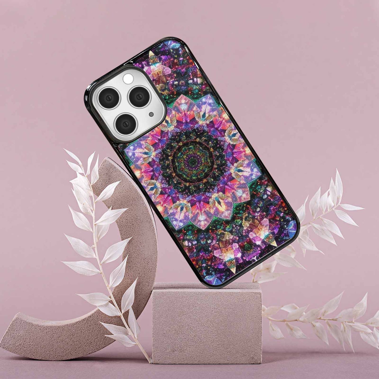 iPhone 15 Pro Max Case — Crystal Mandala Art Seamless Pattern Vibrant, Custom Designed Case Cover