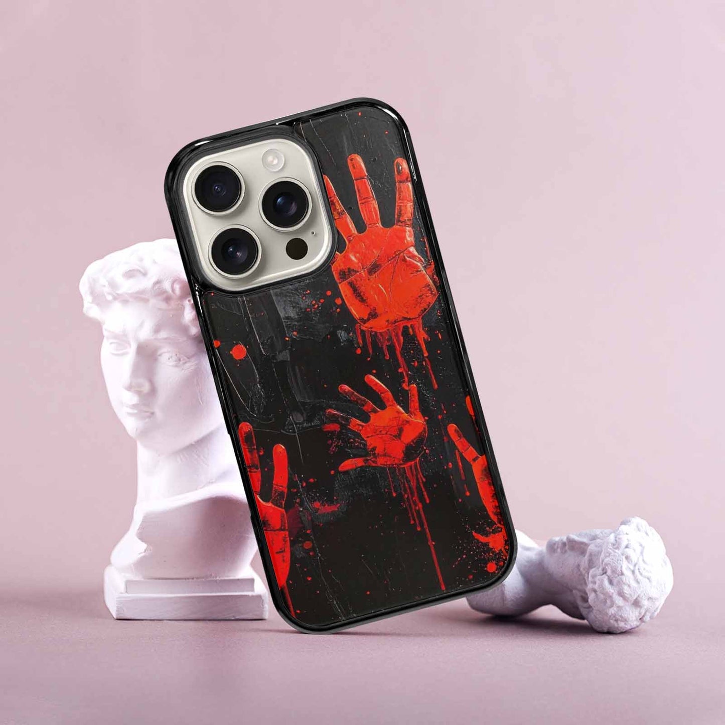 iPhone 16 Pro Case — Splatter Paint Art Hand Prints Black, Custom Phone Case