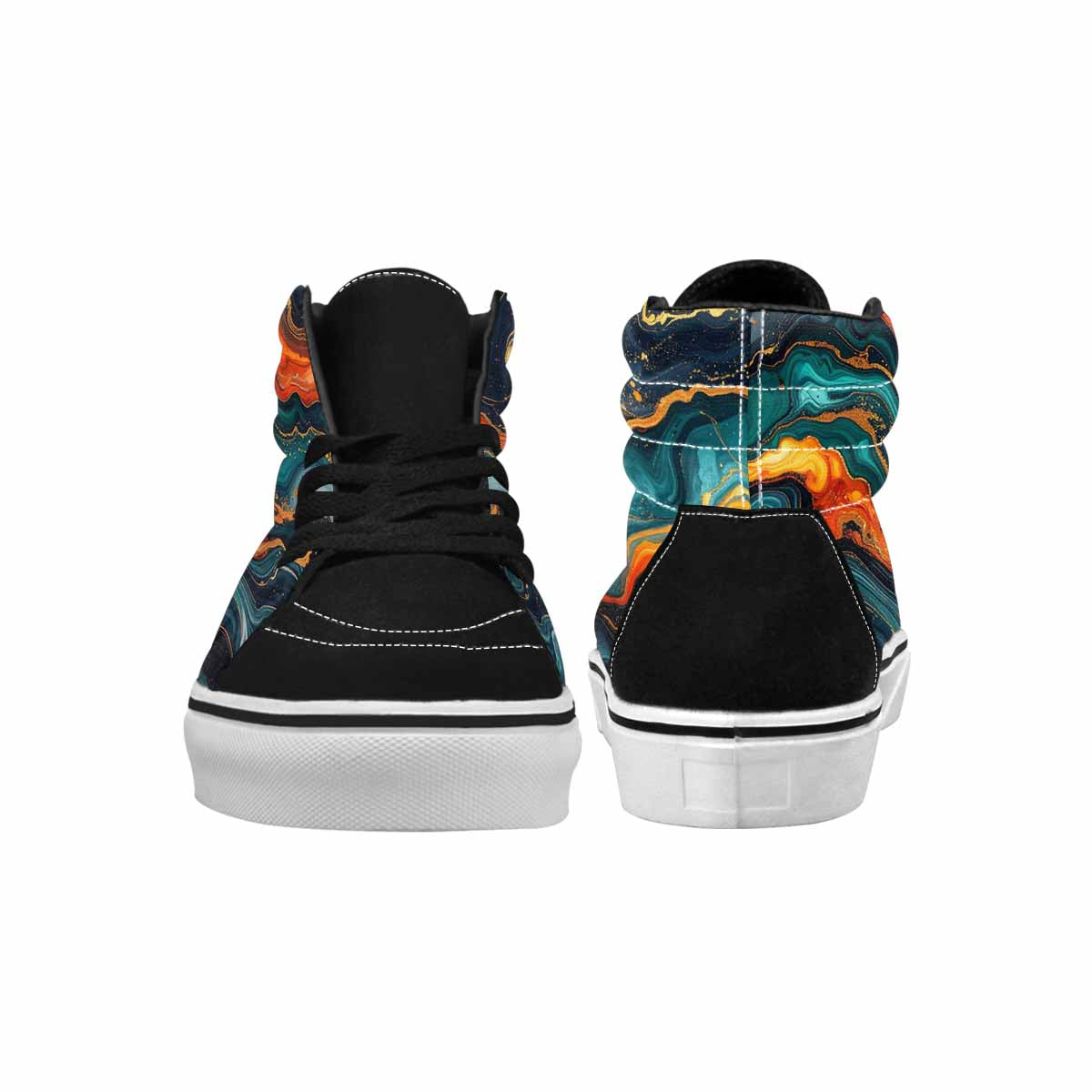 WOMEN'S Marble Dark High Top Canvas Grunge Custom Sneakers