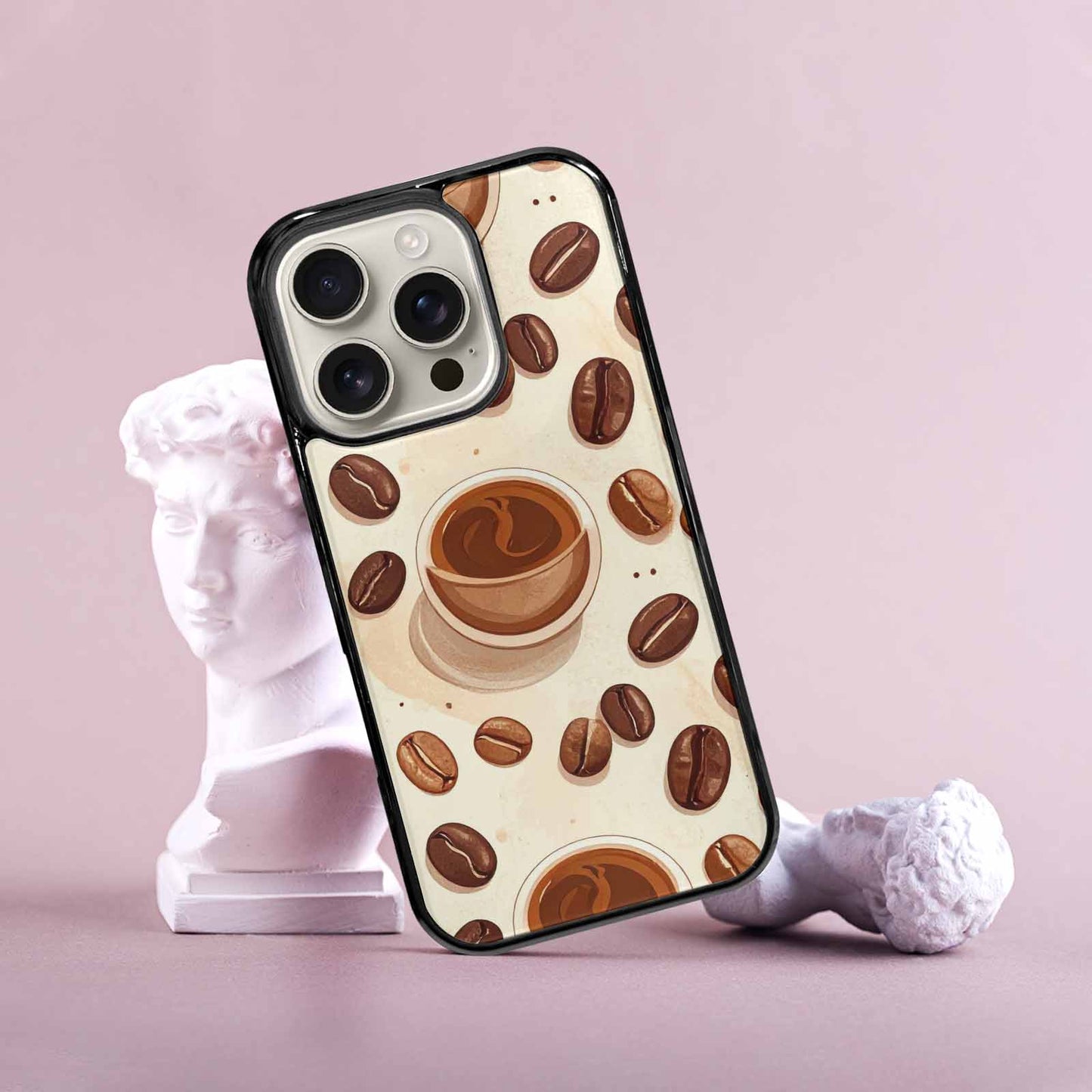 iPhone 16 Pro Case — Coffee Cup And Bean Pattern Seamless, Custom Art Phone Cover