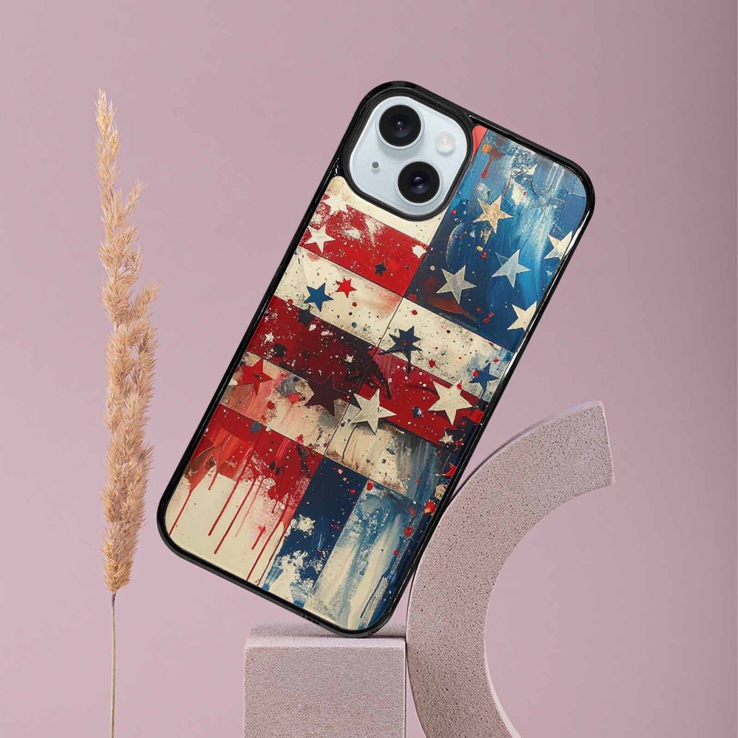 iPhone 15 Plus Case — Patriotic Stars And Stripes American Stars, Custom Made Phone Cover