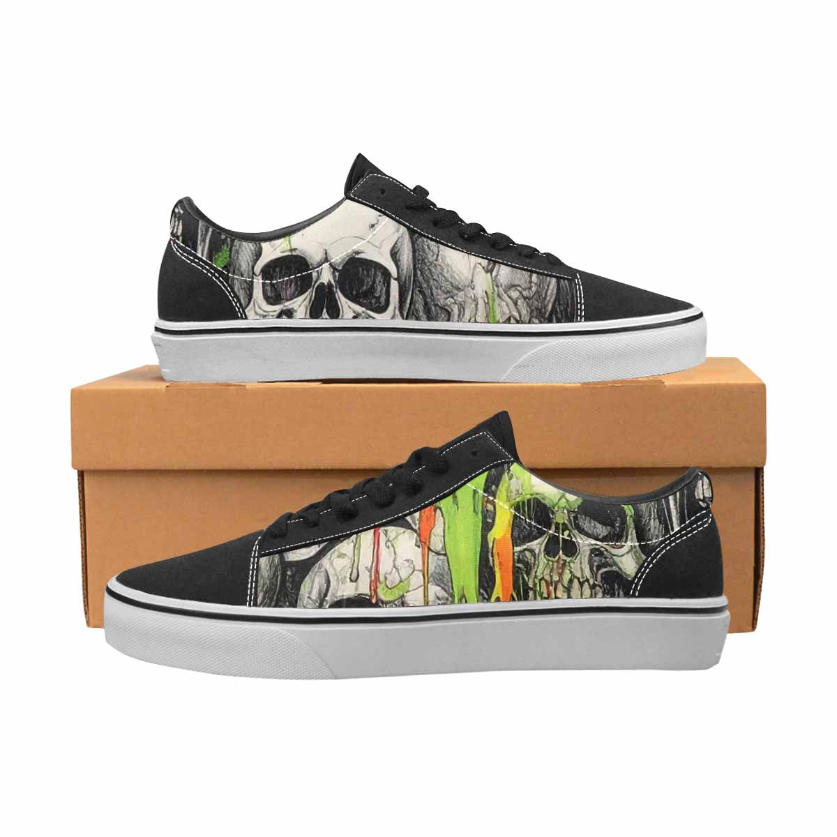 WOMEN'S Rainbow From Skull S Lace-Up Canvas Neon Fantasy Shoes