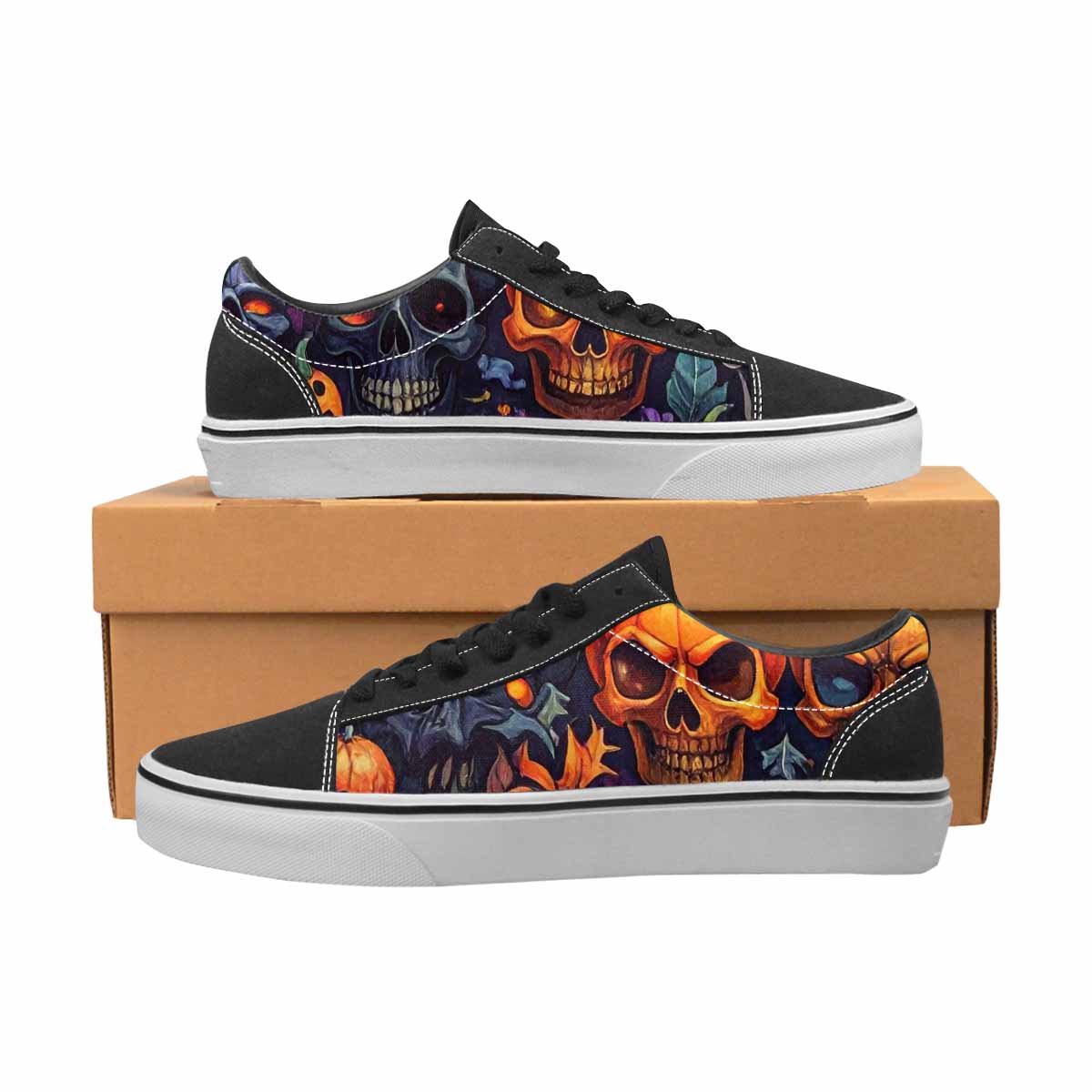 WOMEN'S Skulls - Halloween Canvas Lace-Up Grunge Custom Shoes