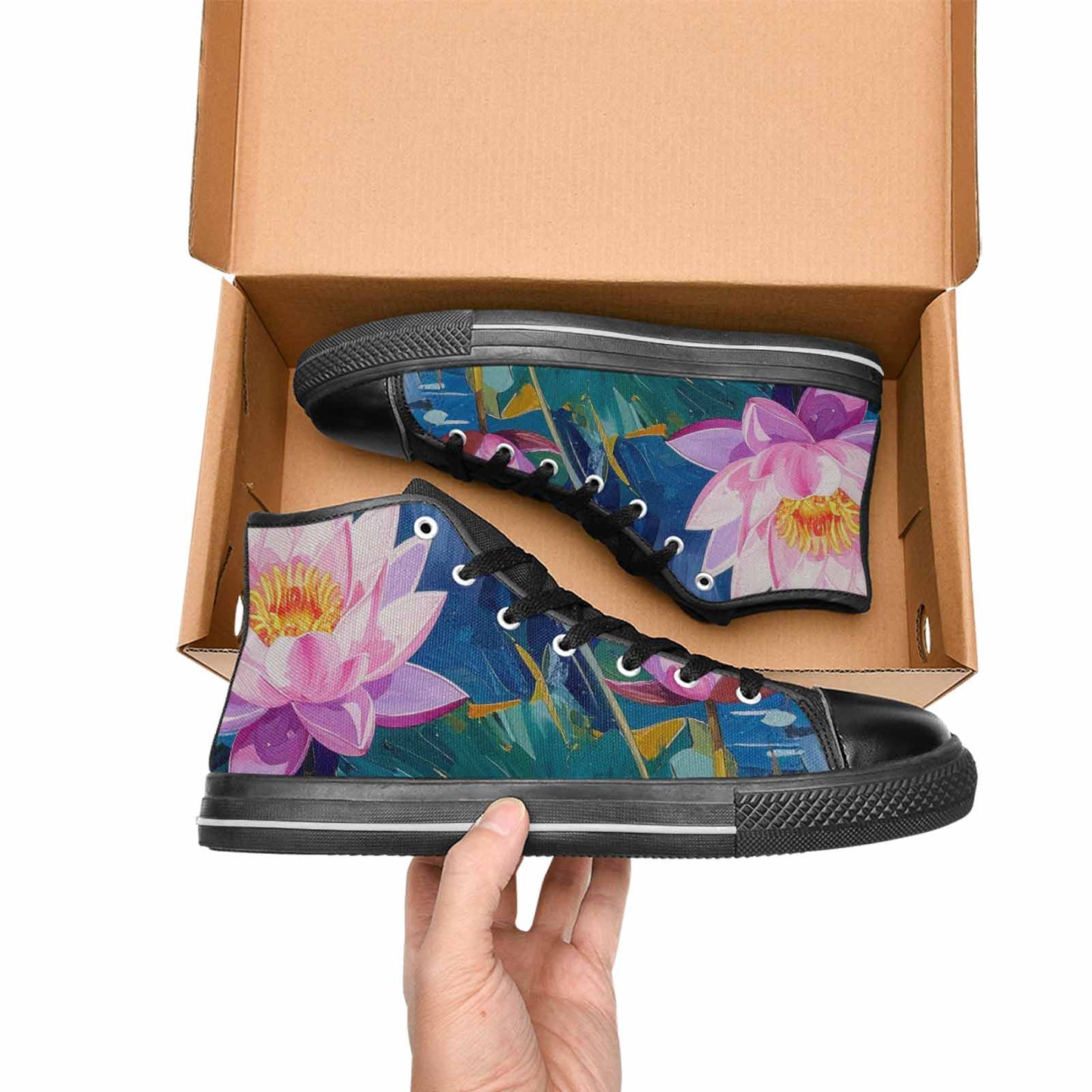 MEN'S Monet-Style Impressionist Water High Top Canvas Cottagecore Sneakers