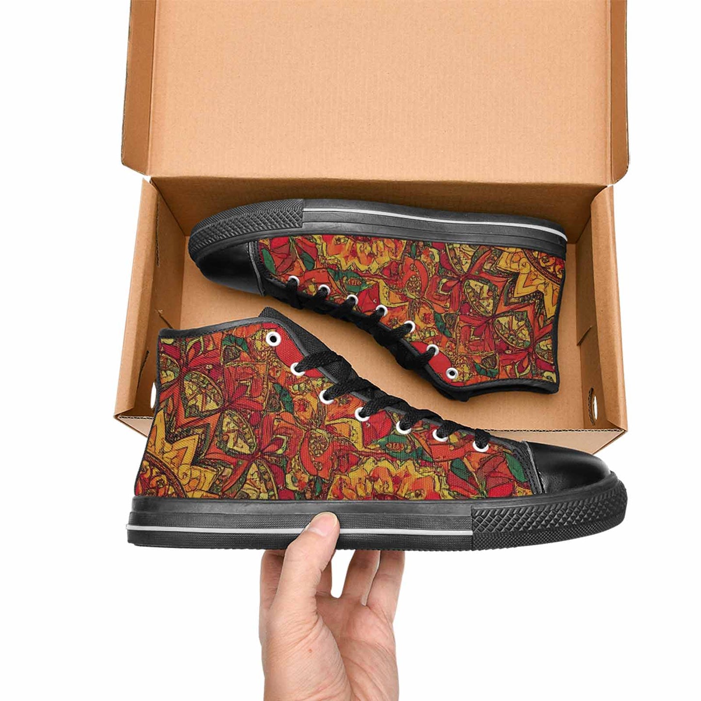 MEN'S Mandala Lions High Top Canvas Dreamcore Sneakers