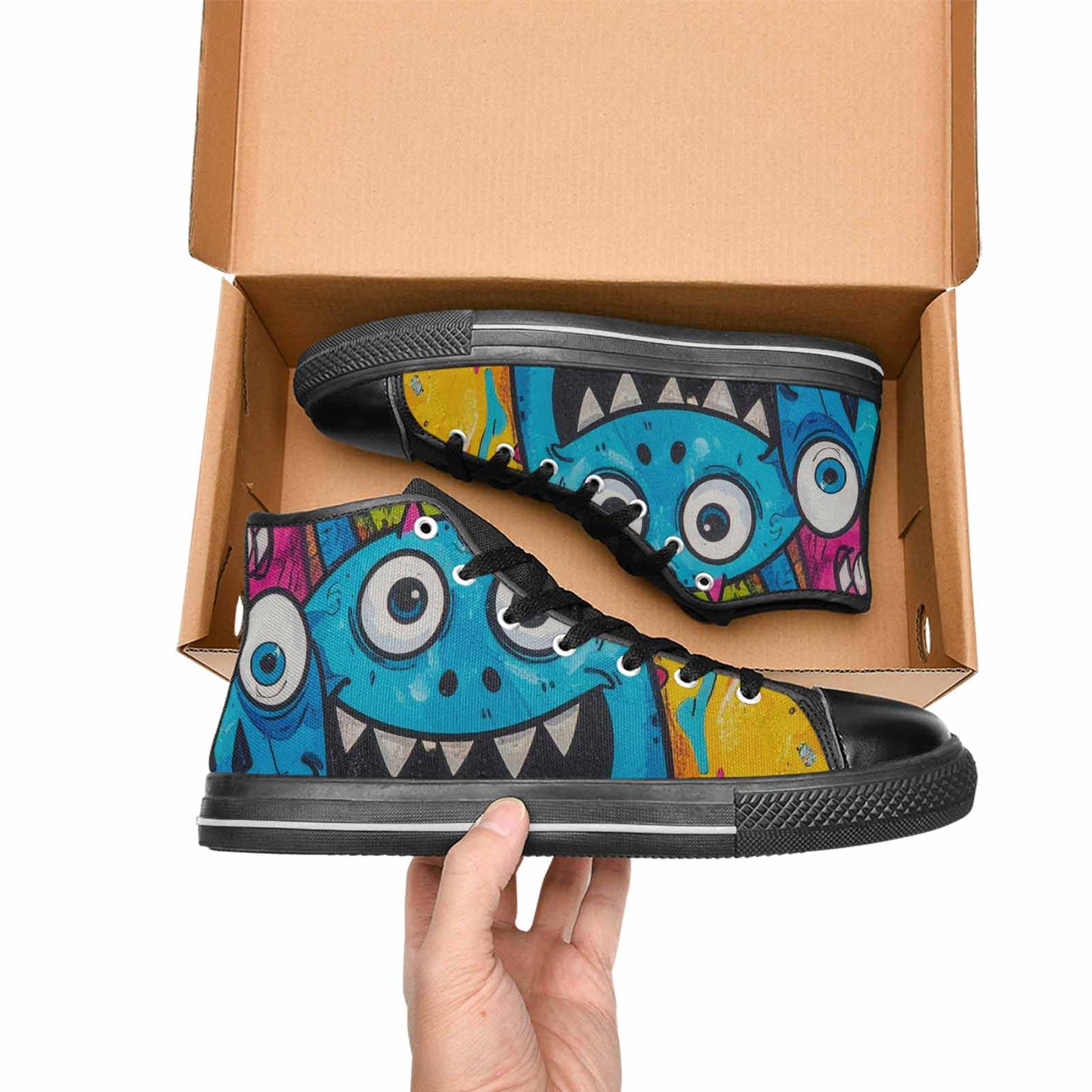 WOMEN'S Goofy Cartoon Monster High Top Canvas Grunge Custom Sneakers