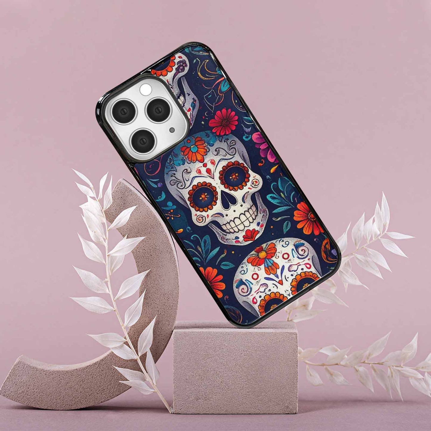iPhone 15 Pro Max Case — Day Dead Sugar Skull Art 100s, Custom Made Phone Cover