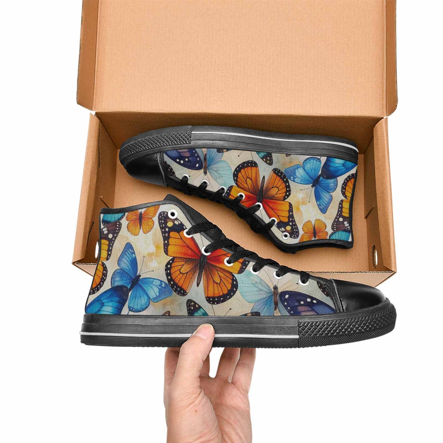 MEN'S Butterfly Wing High Top Canvas Vivid Custom Shoes