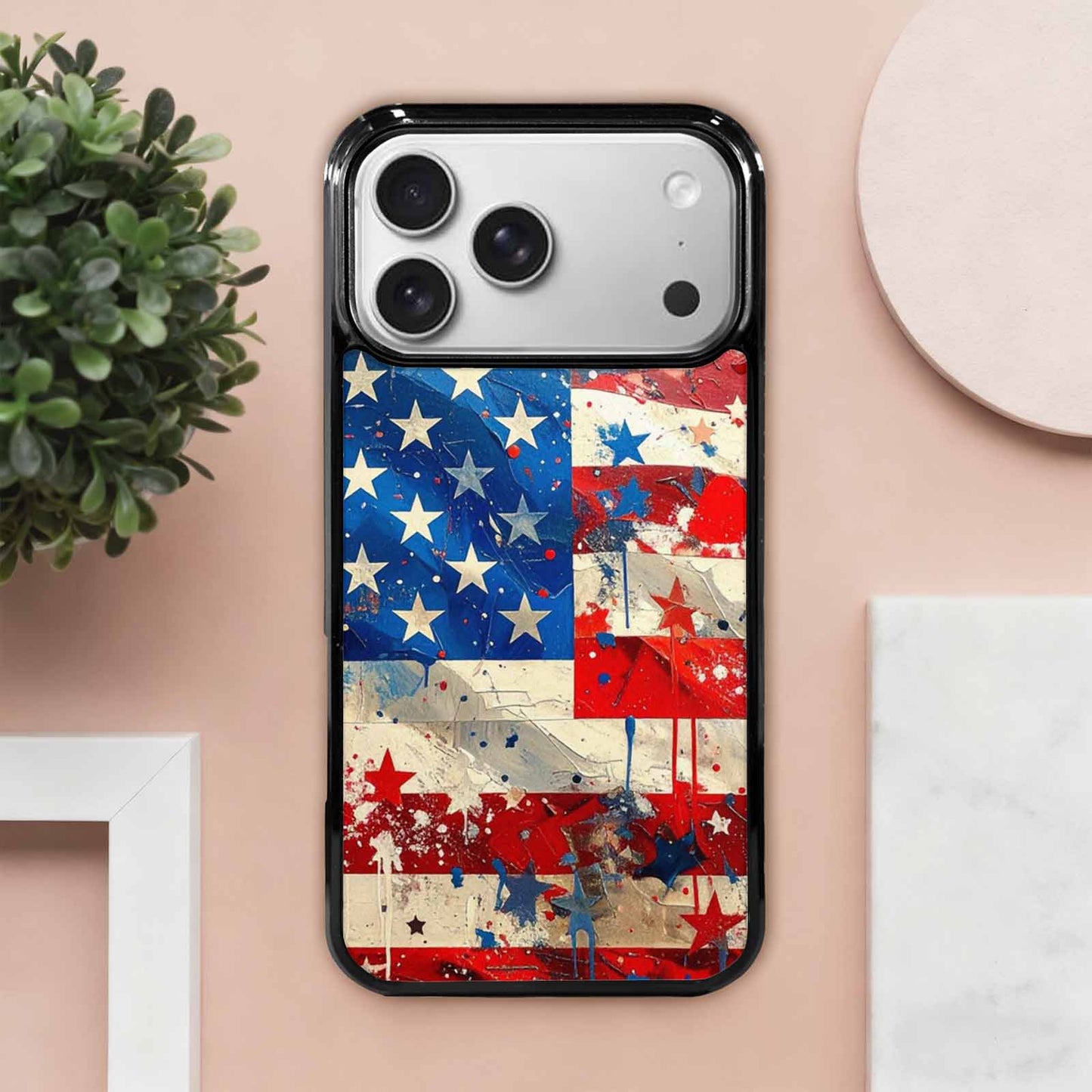 iPhone 17 Pro Max Case — Patriotic Stars And Stripes Galaxy Space, Custom Phone Case