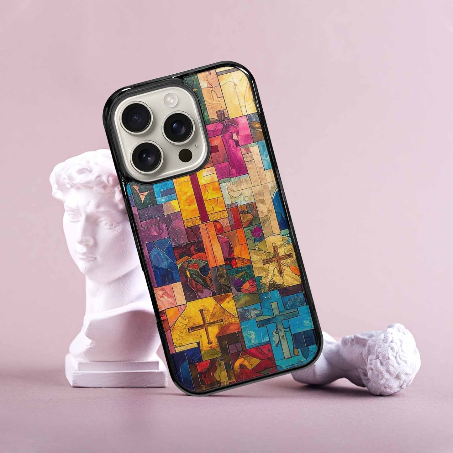 iPhone 16 Pro Case — Faith Cross And Faith Icons Pattern, Personalized Phone Case