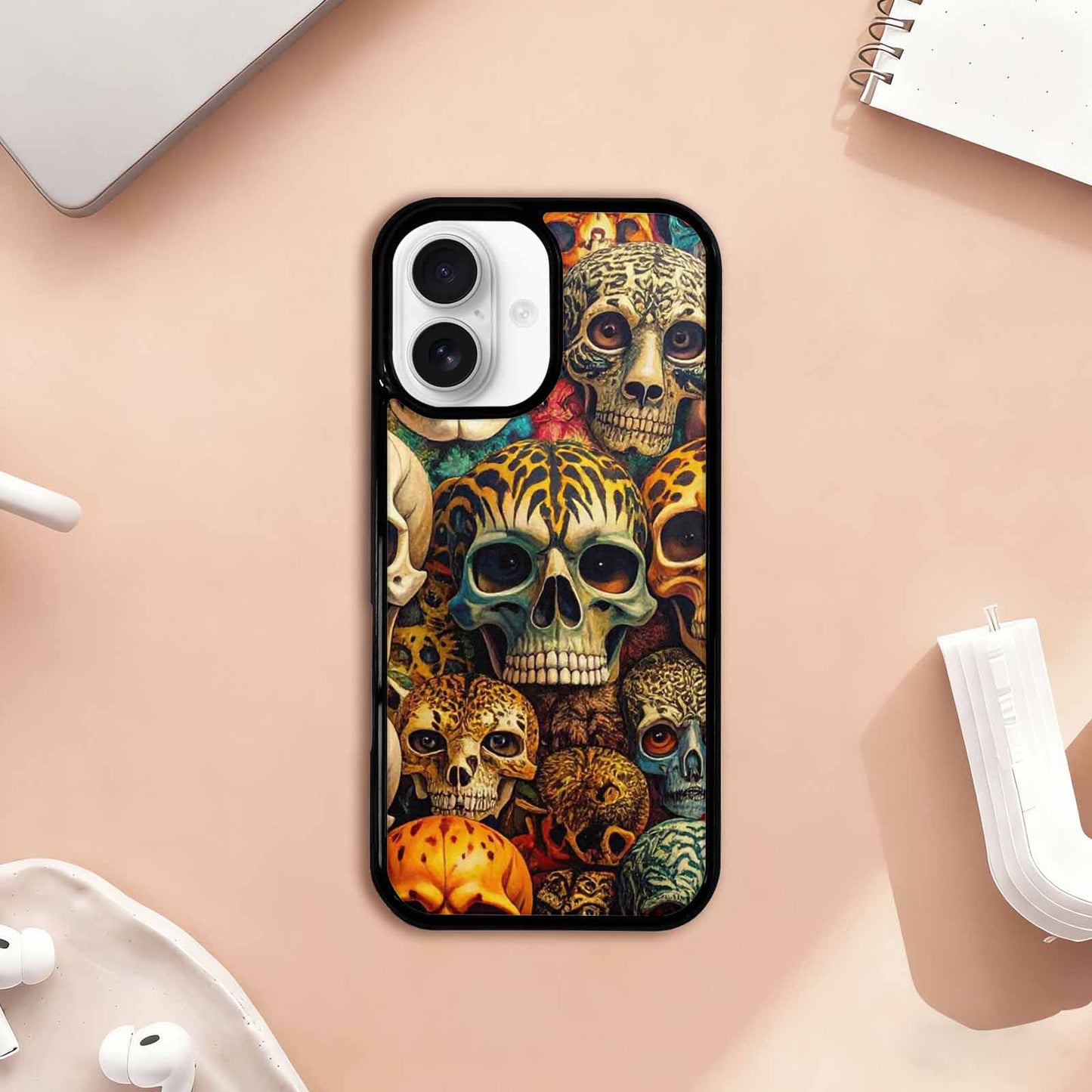 iPhone 17 Case — Skulls Animal Print Gothic Skulls, Unique Phone Case Design