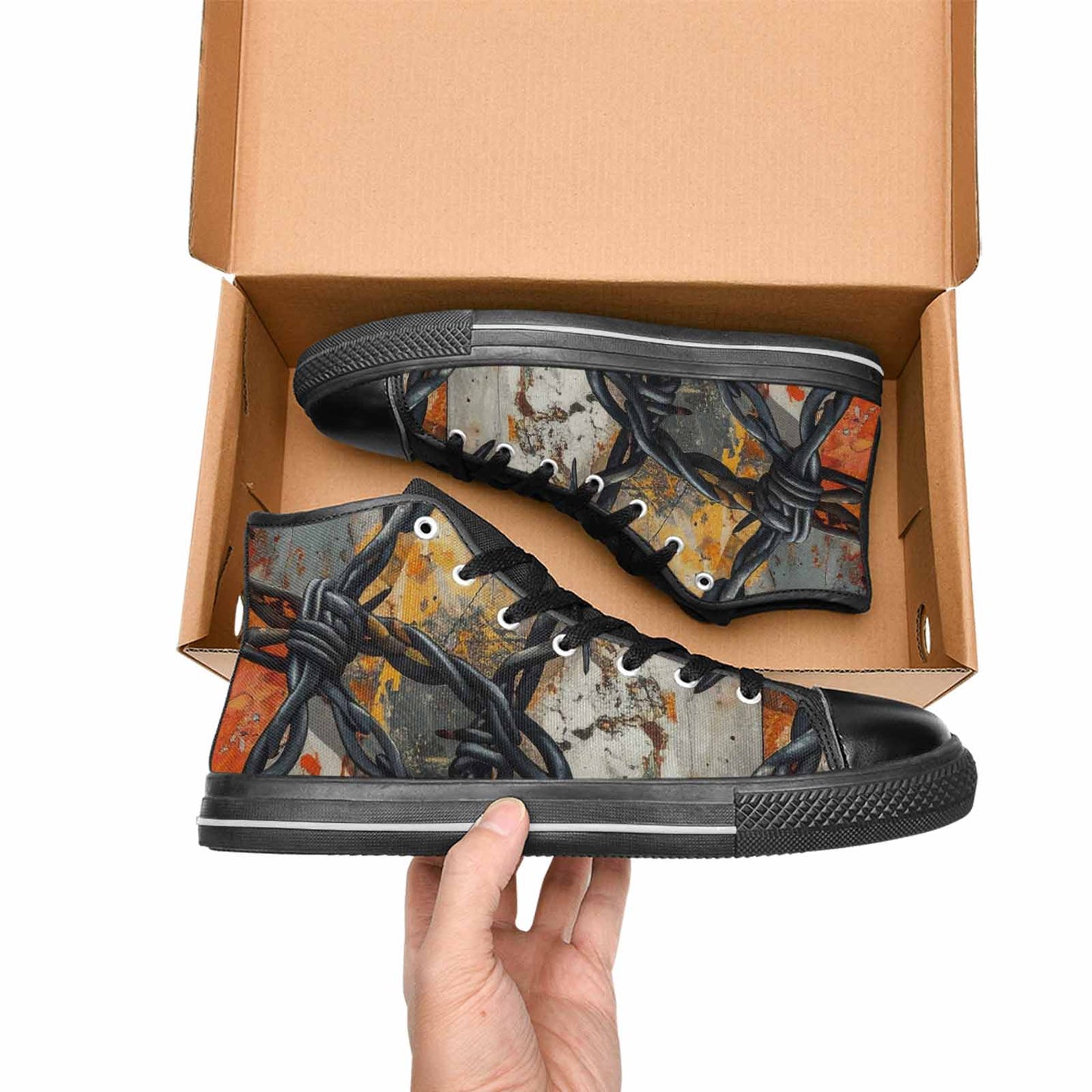 MEN'S Barbed Wire Chain High Top Canvas Dark Academia Sneakers