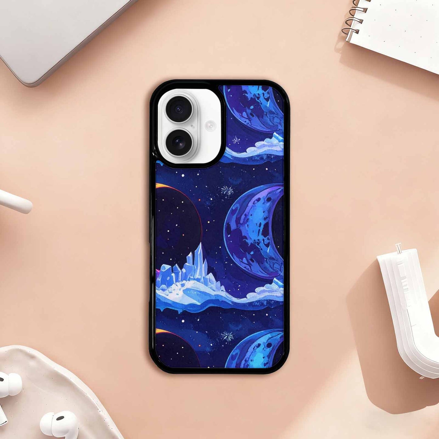 iPhone 17 Case — Neon Winter Moon Cartoon Cute, Original Design Phone Case