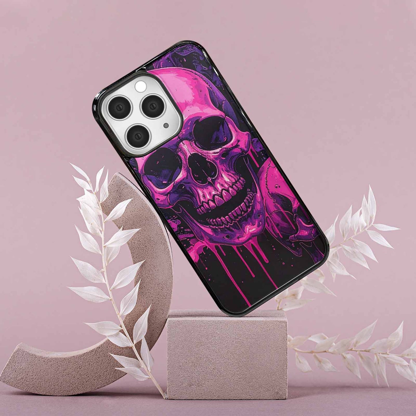 iPhone 15 Pro Max Case — Pink Purple Skeletons Neon Drip Melting, Custom Art Phone Cover