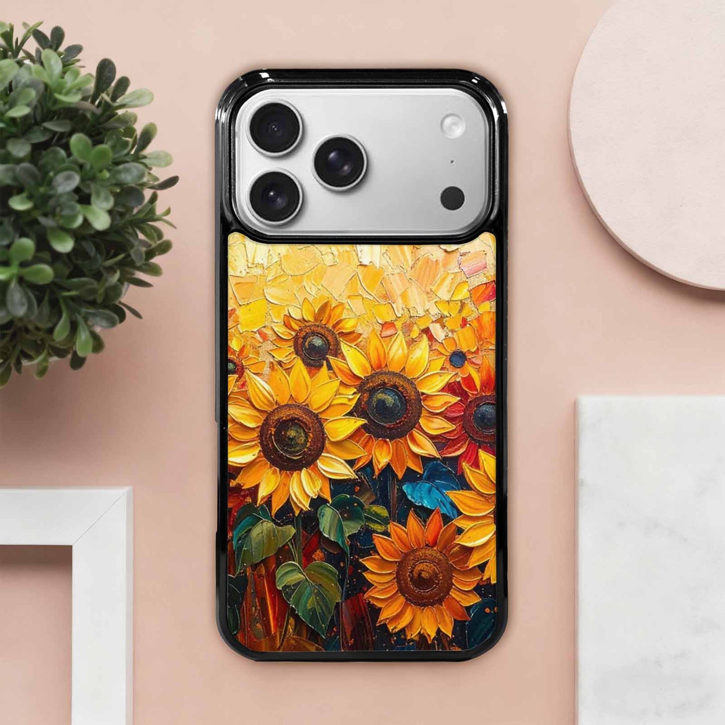 iPhone 17 Pro Max Case — Impressionist Sunflower Brushstroke Pattern Floral, Unique Phone Case Design
