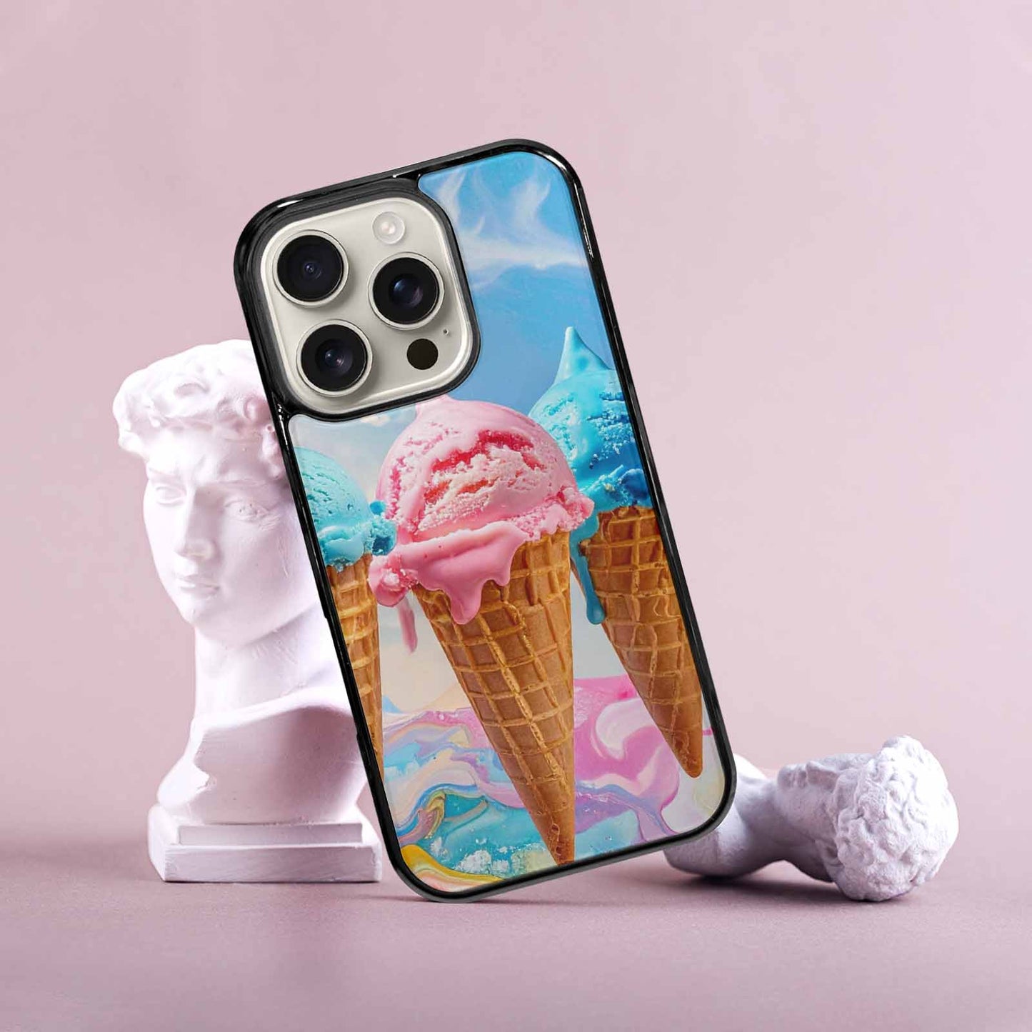 iPhone 16 Pro Case — Collage Of Overlapping Waffle Cone Icecream, Customized Protective Case