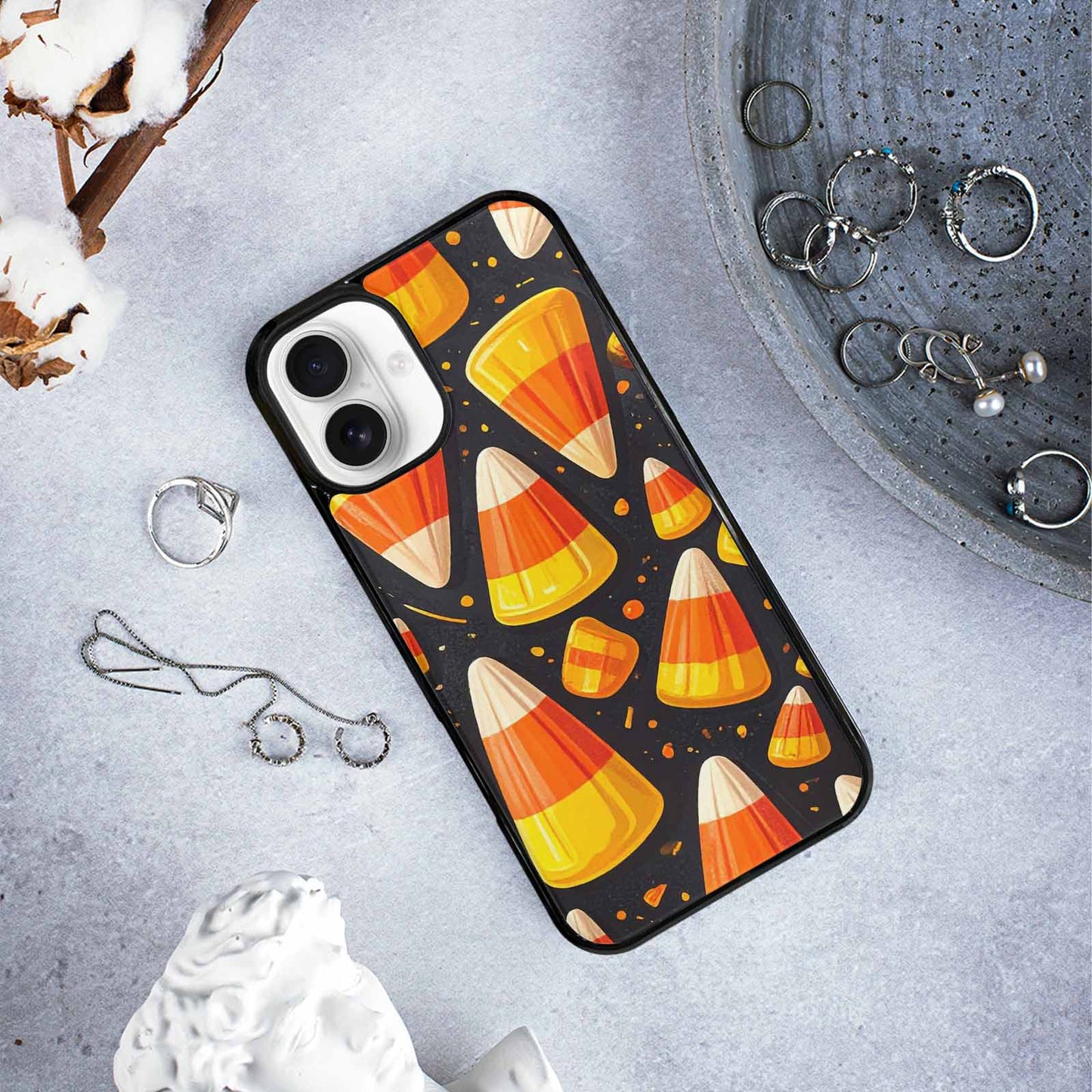 iPhone 16 Plus Case — Halloween Candy Corn, Personalized Phone Case
