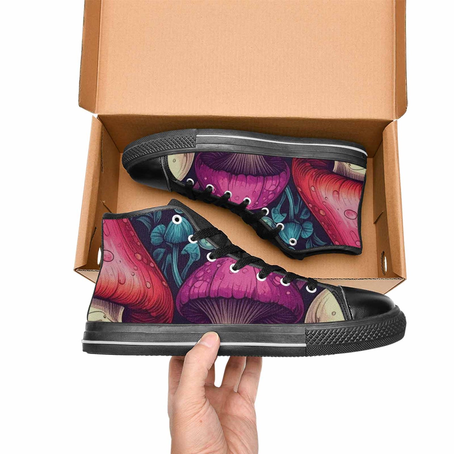 WOMEN'S Mushroom Skull High Top Canvas Y2K Custom Sneakers