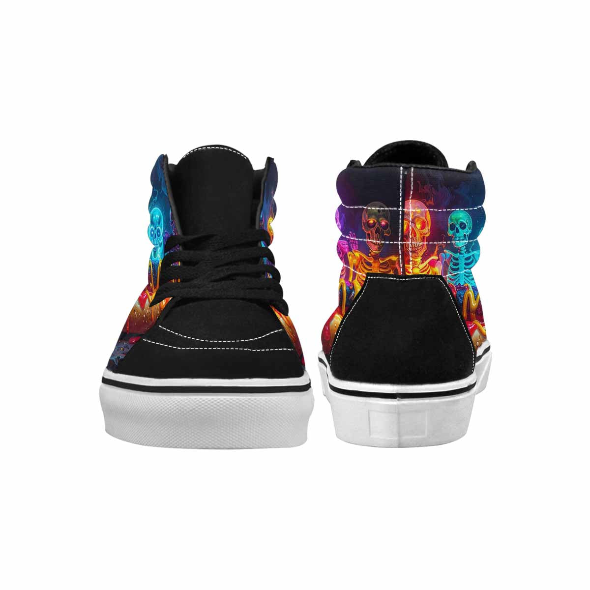 MEN'S Toxic Skeleton Hot Dog High Top Canvas Neon Fantasy Shoes