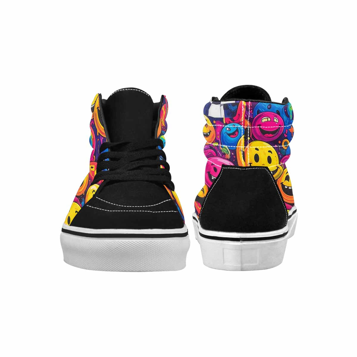 WOMEN'S Yellow Smiley Face High Top Canvas Vibrant Chaos Shoes