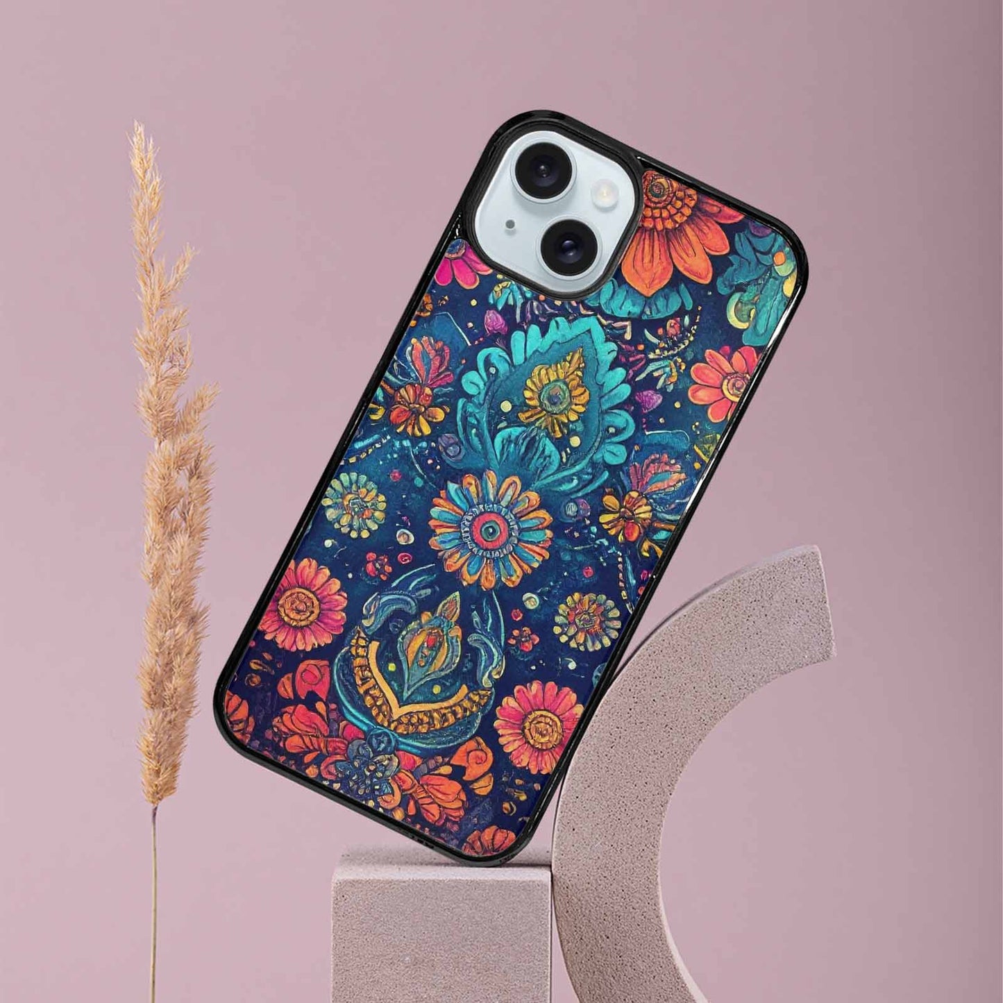 iPhone 15 Plus Case — Paisley Mandala, Custom Phone Case