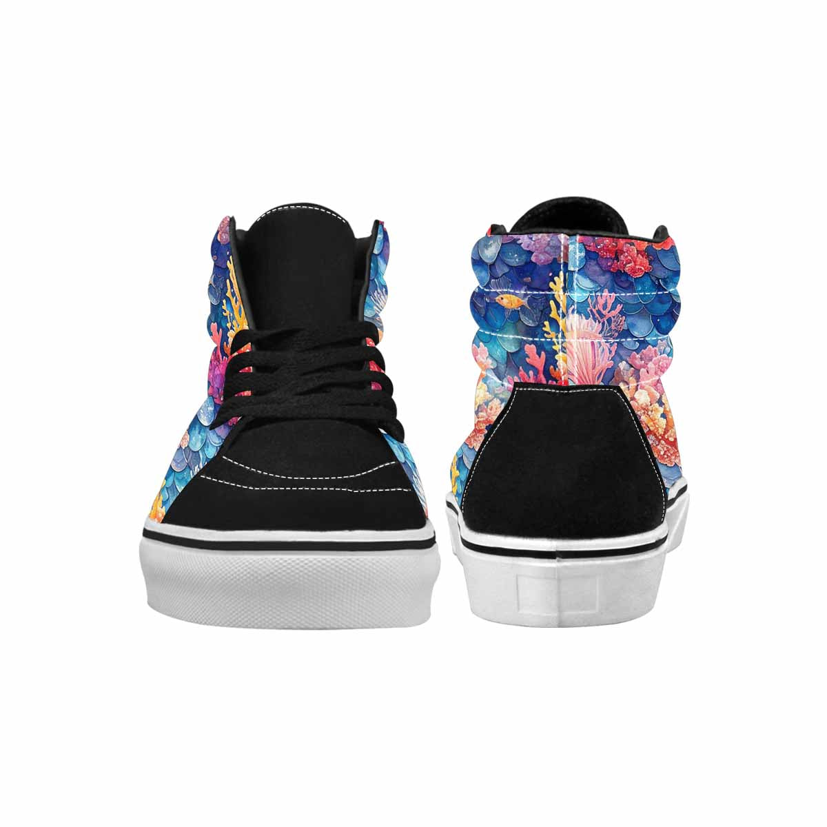 WOMEN'S Fish Scale Coral High Top Canvas Y2K Custom Sneakers