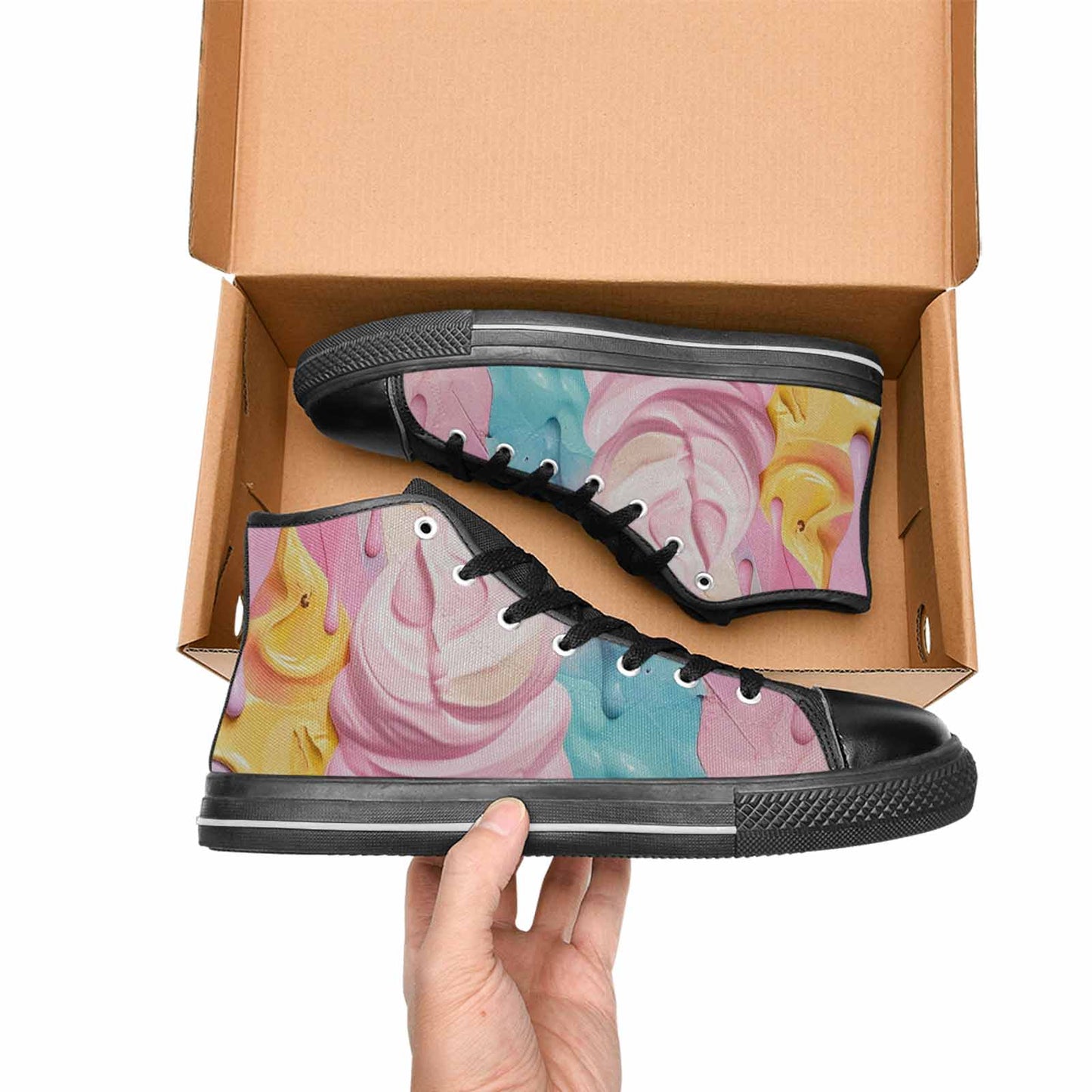 WOMEN'S Soft Serve Swirl Monster Characters High Top Canvas Vivid Shoes