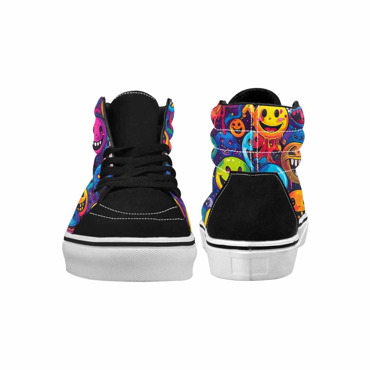 WOMEN'S Yellow Smiley Face High Top Canvas Y2K Custom Sneakers