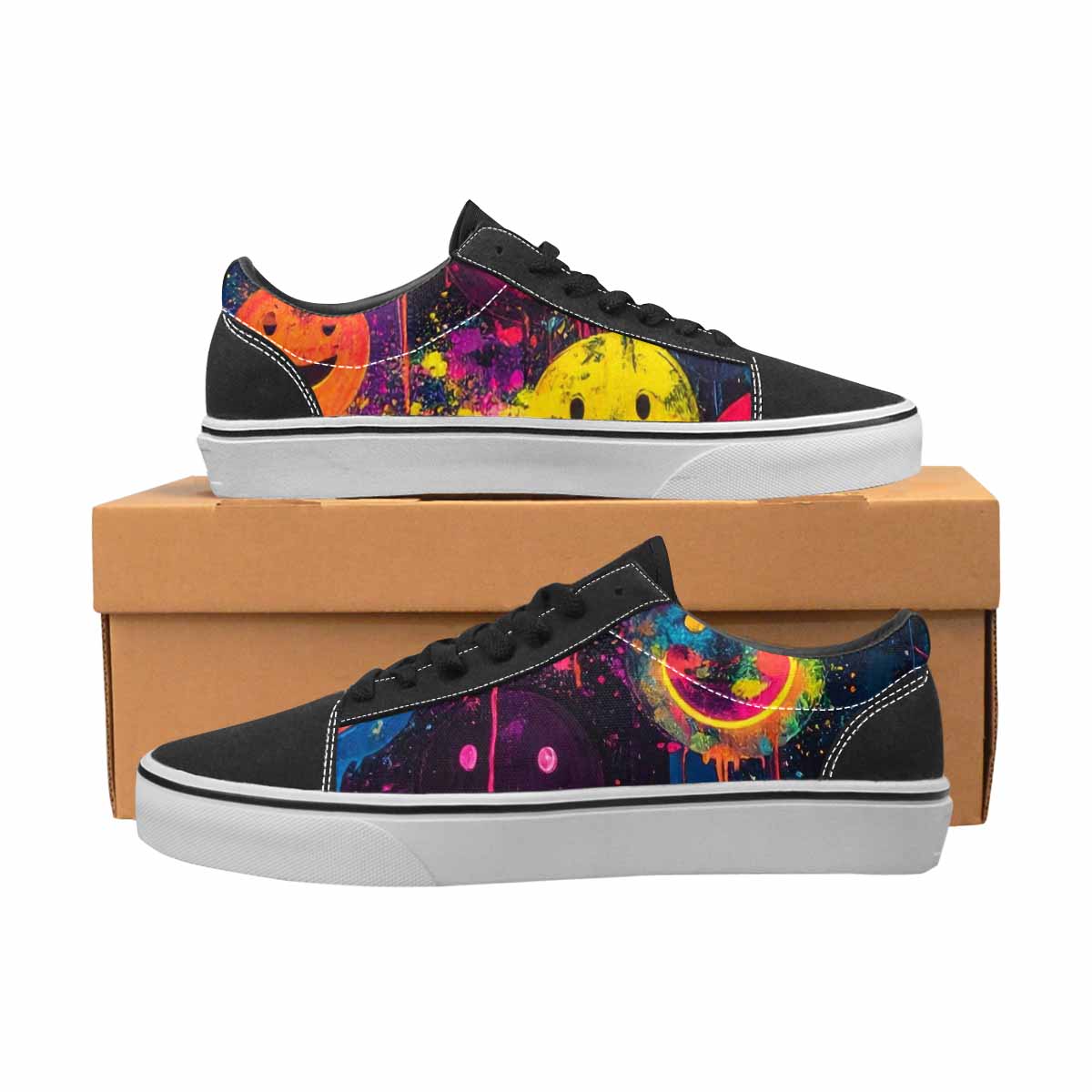 WOMEN'S Smiley Faces × Glow Lace-Up Canvas Dreamlike Custom Shoes