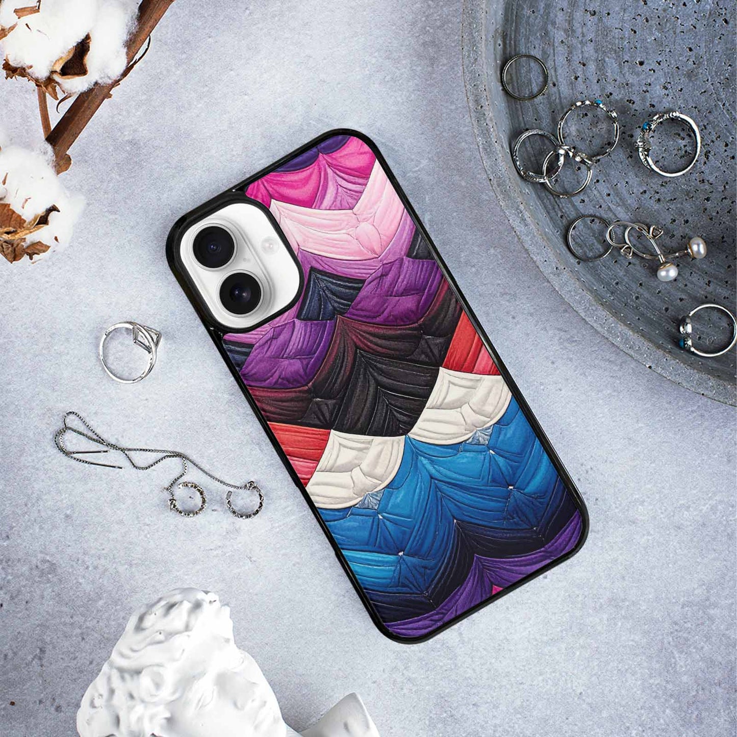 iPhone 16 Plus Case — Genderfluid Flag Color Theme Small Rainbow, Custom Designed Case Cover