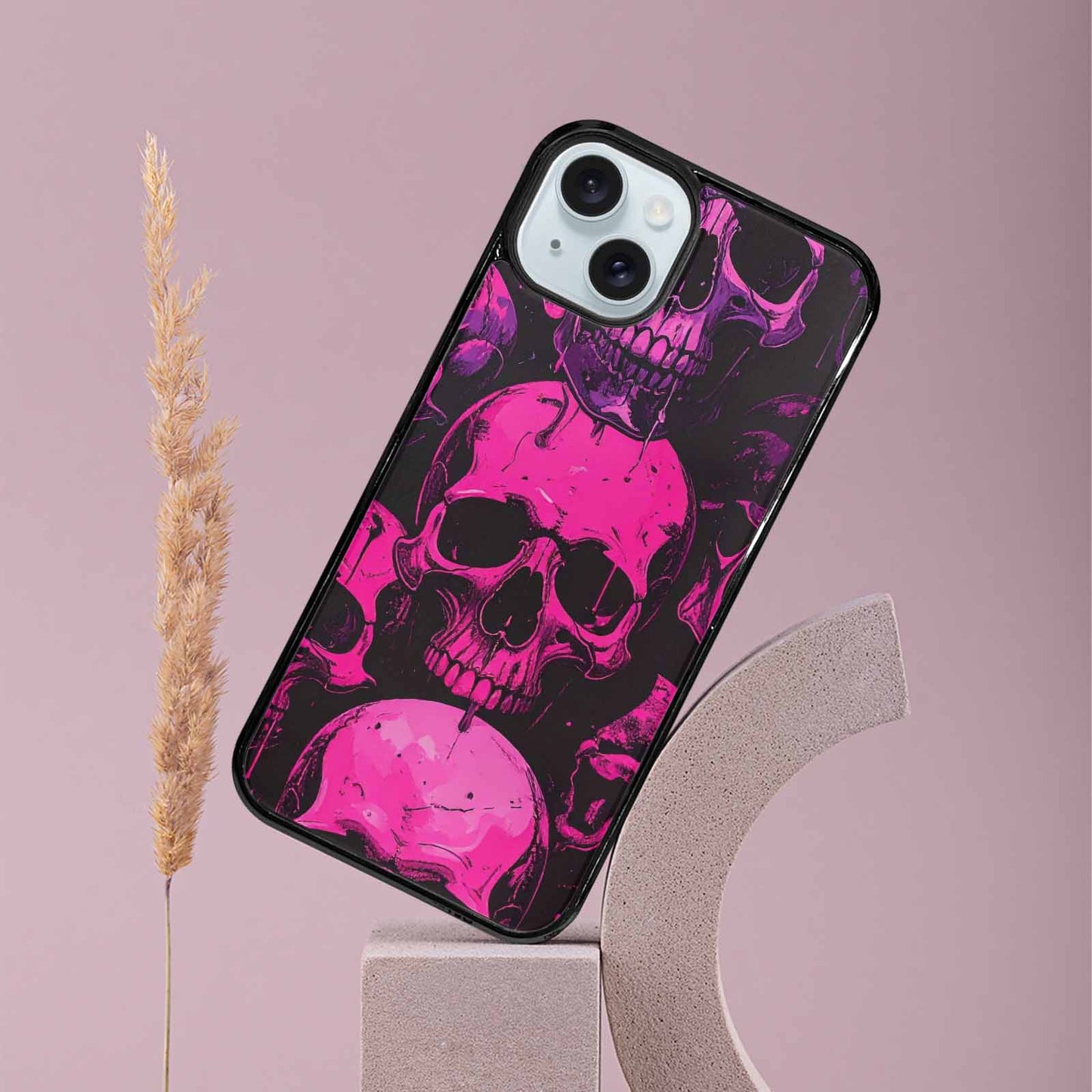 iPhone 15 Plus Case — Pink Purple Skeletons Neon Drip Melting, Custom Phone Case