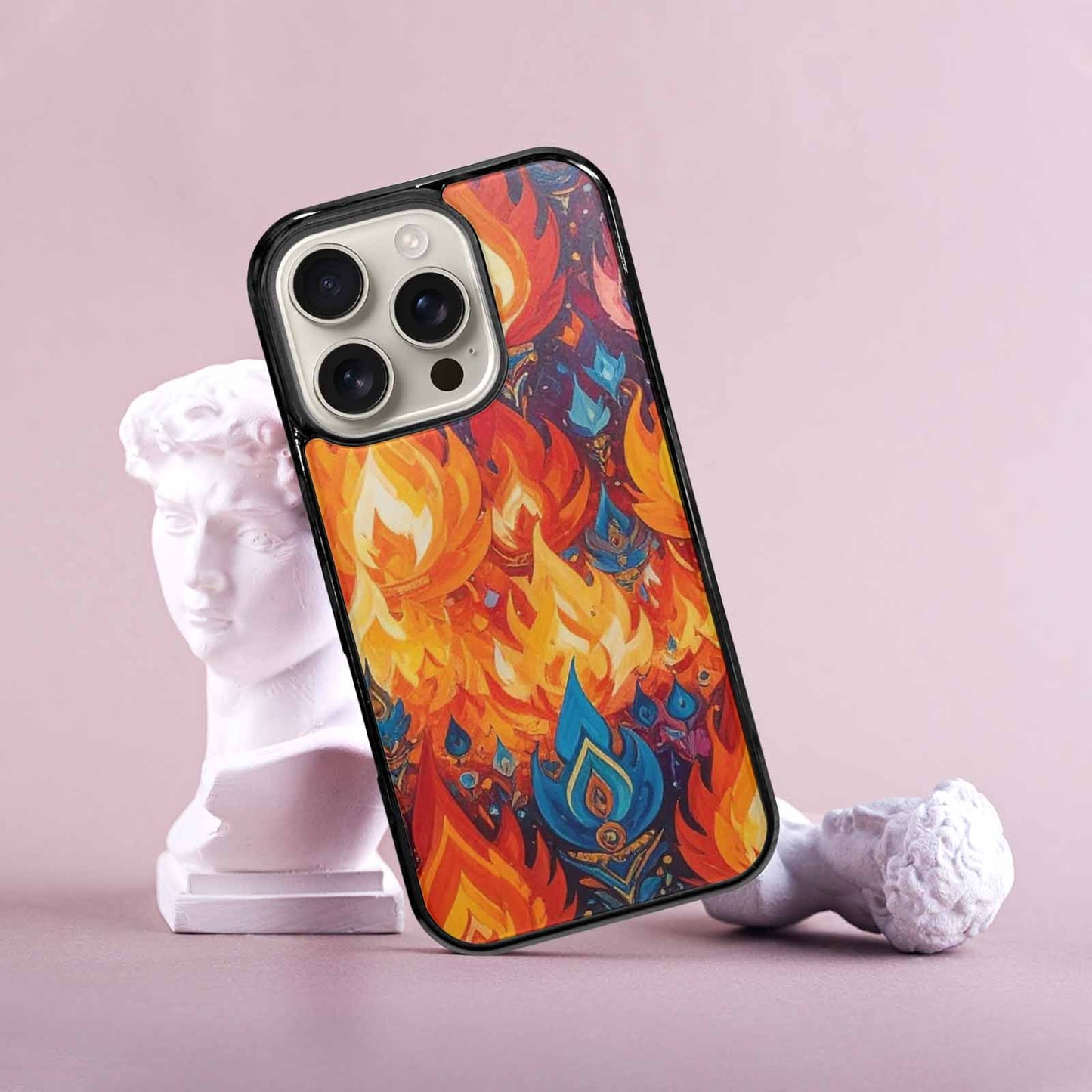 iPhone 16 Pro Case — Flame Burst Full Color Vibrant Flame, Custom Designed Case Cover