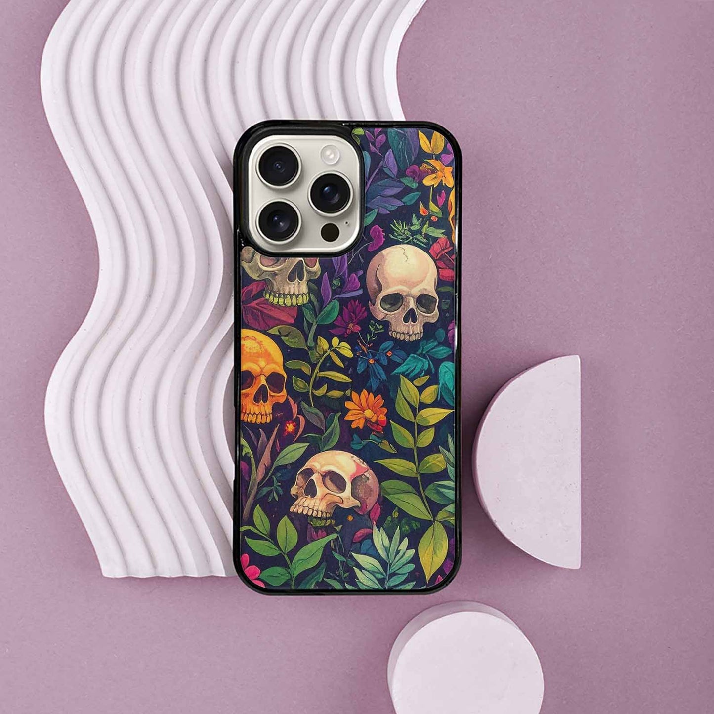iPhone 16 Pro Max Case — Skulls Botanicalskulls Pattern, Custom Print Case Cover