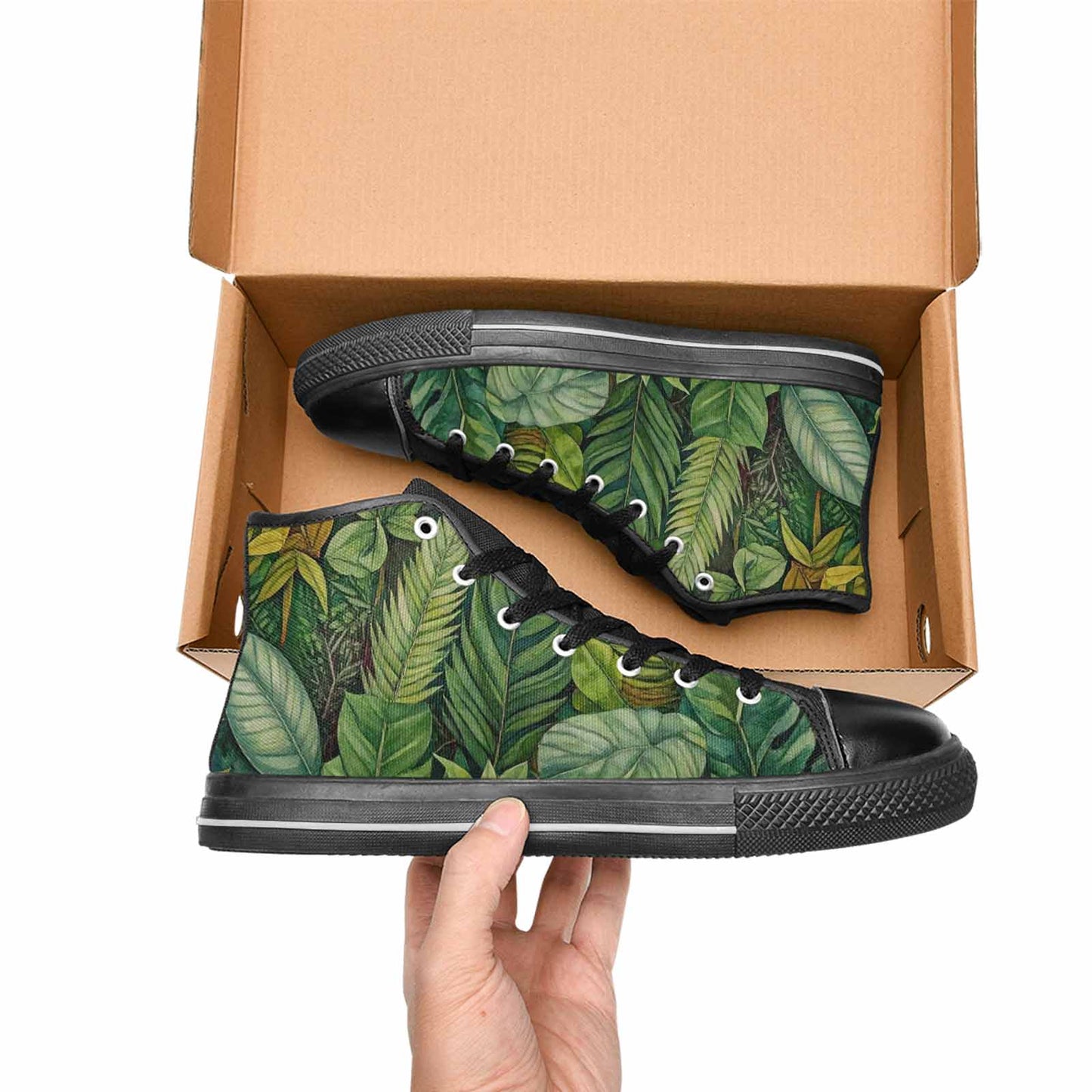 WOMEN'S Seven-Point Palmate Leaf High Top Canvas Surreal Sneakers