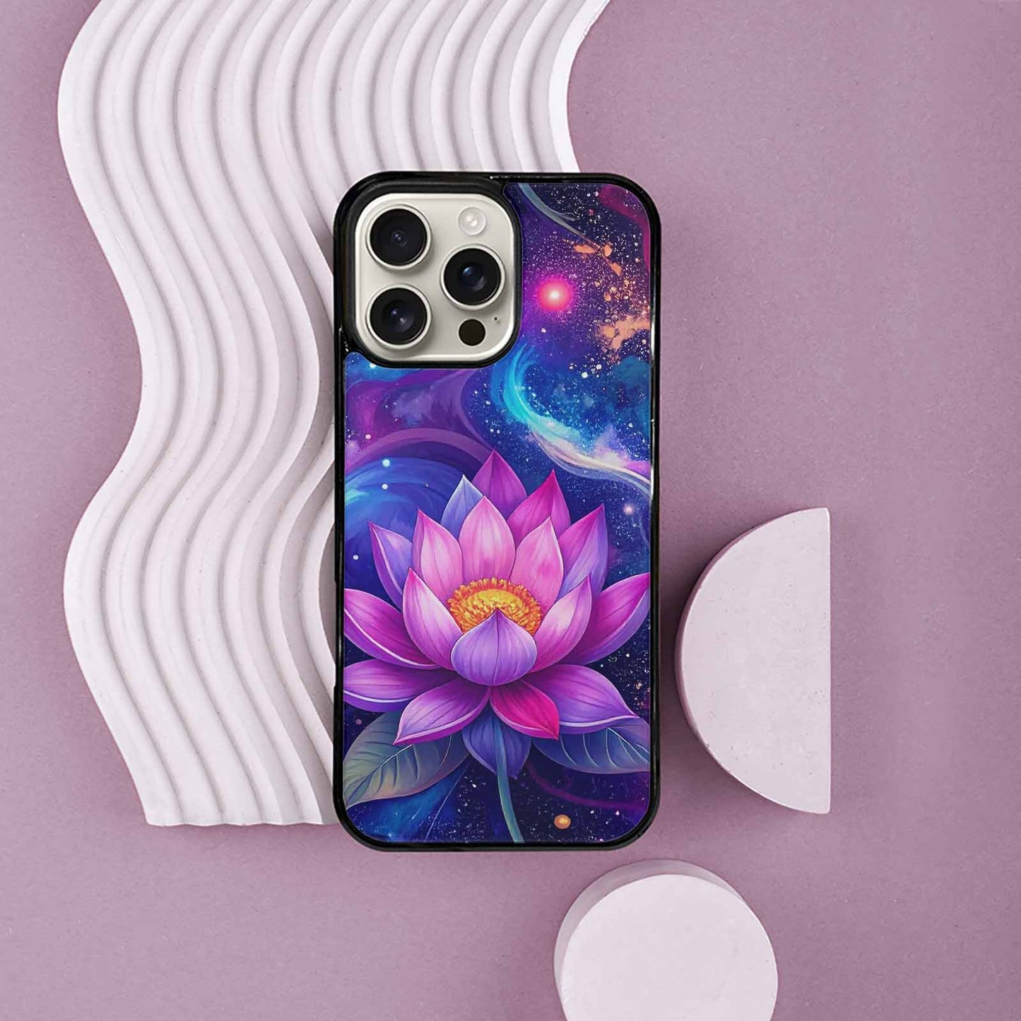 iPhone 16 Pro Max Case — Lotus Galaxy Art Seamless Pattern Vibrant, Customized Protective Case