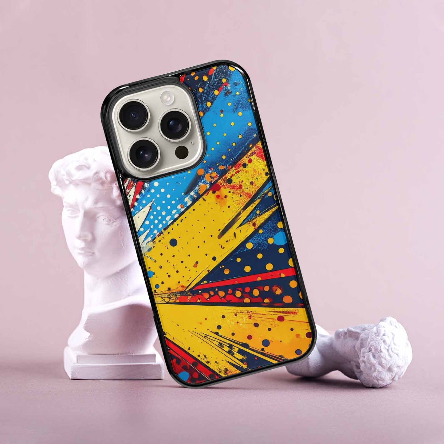 iPhone 16 Pro Case — Comic Halftone Comic Bursts Pattern Hundreds, Custom Art Phone Cover